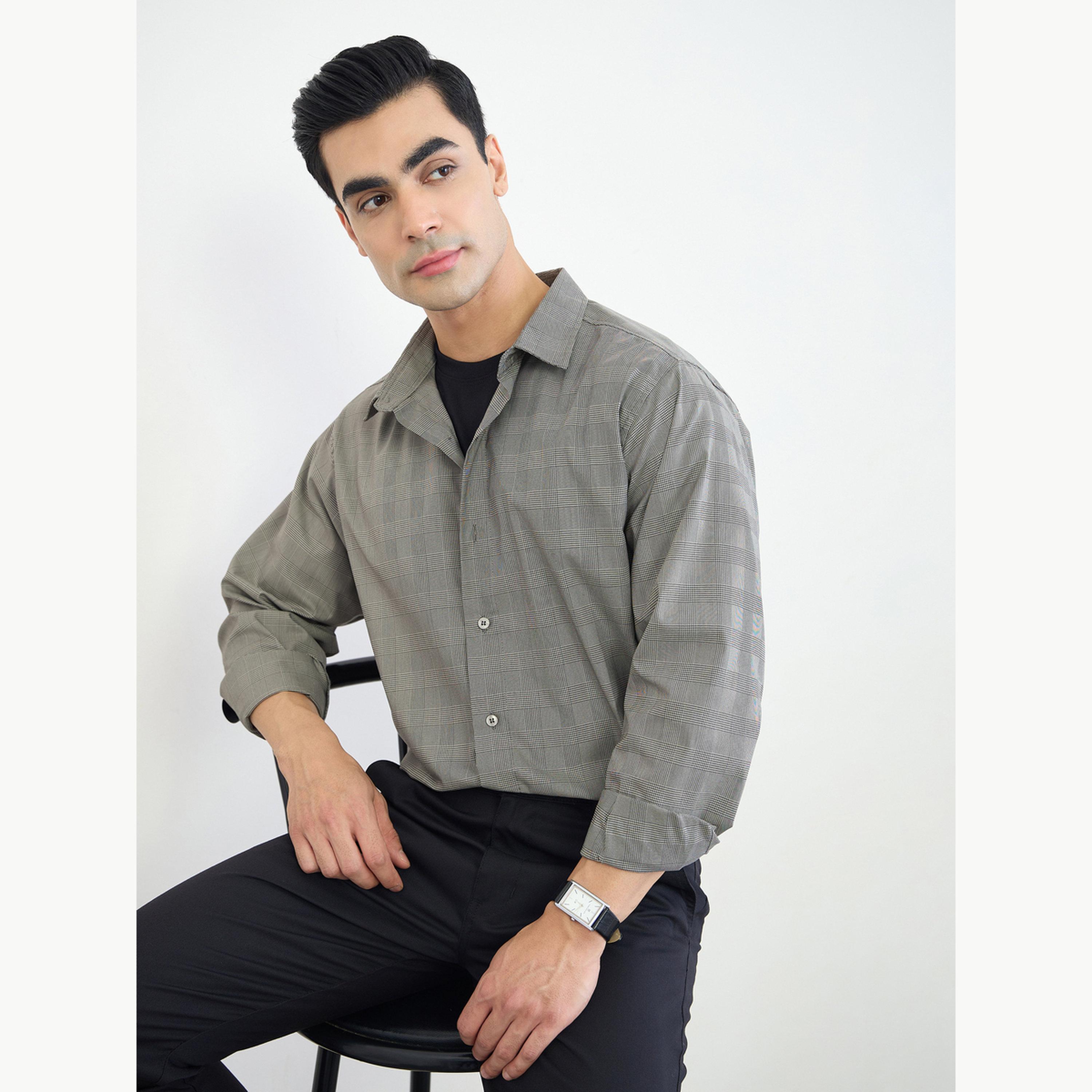 Styli Men Regular Fit Checked Long Sleeve Shirt-men-clothing-shirts-image-3