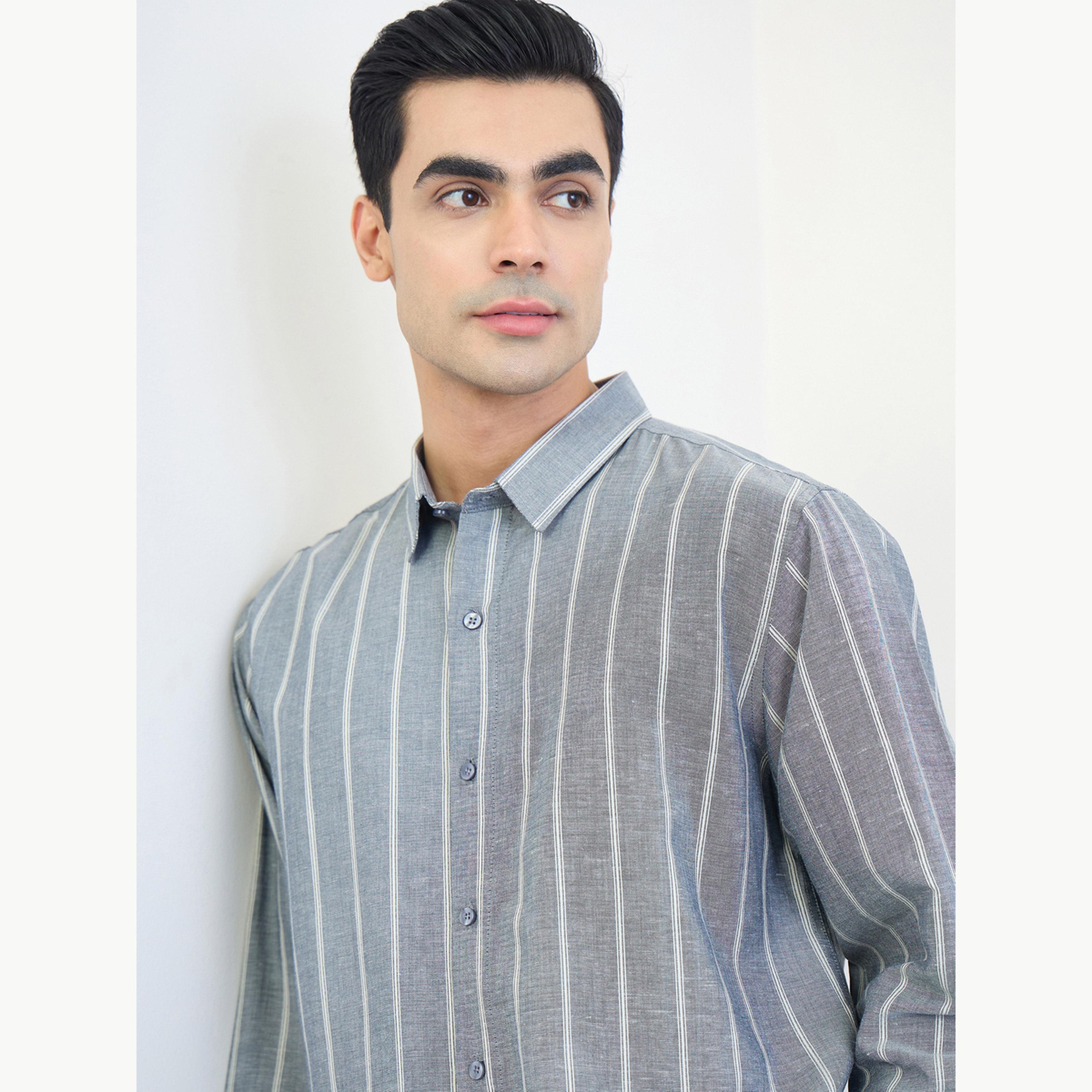 قميص رجالي مخطط بقصة عادية-men-clothing-shirts-image-4