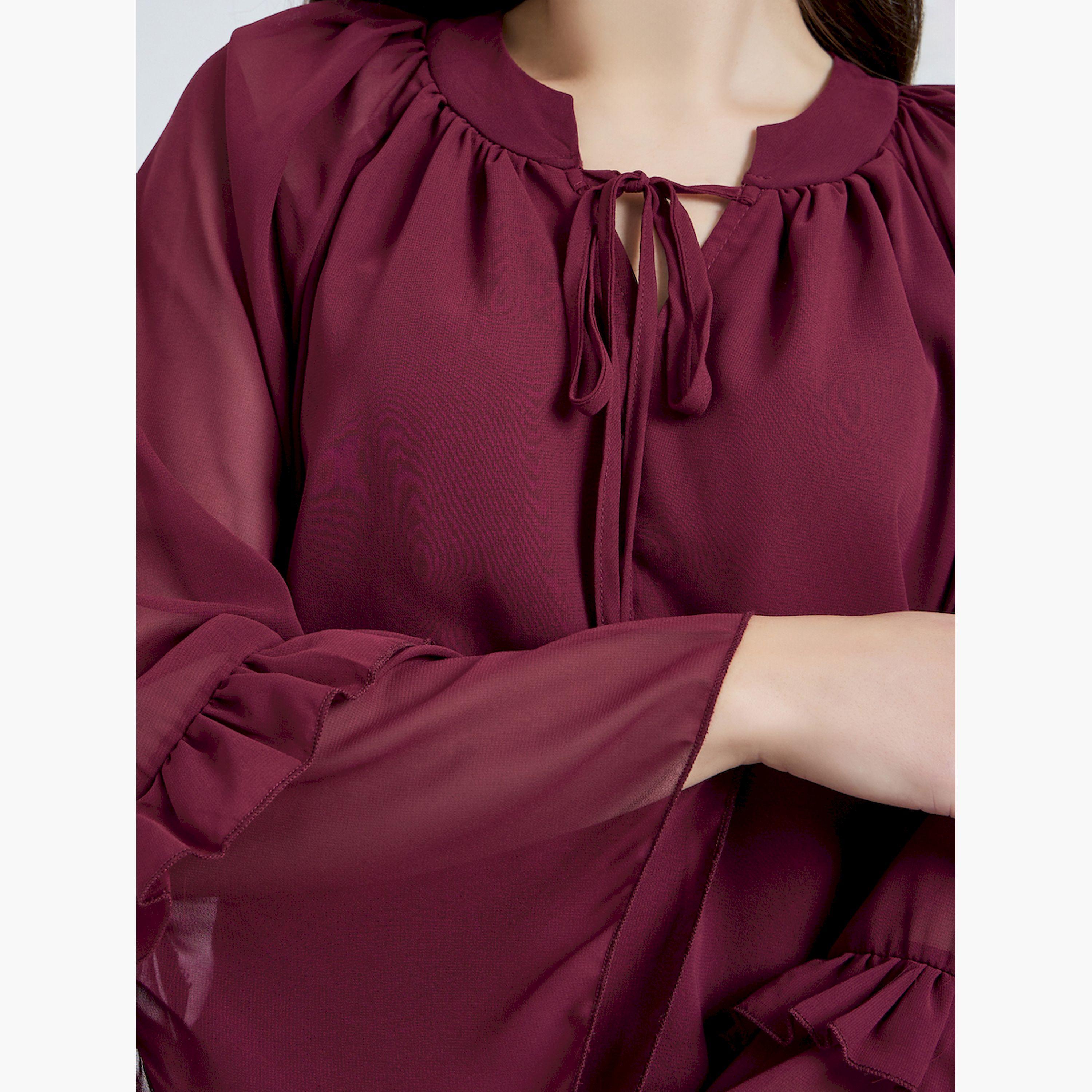 بلوزة شيفون بأكمام كرانيش-women-clothing-shirtsandblouses-blouses-image-6