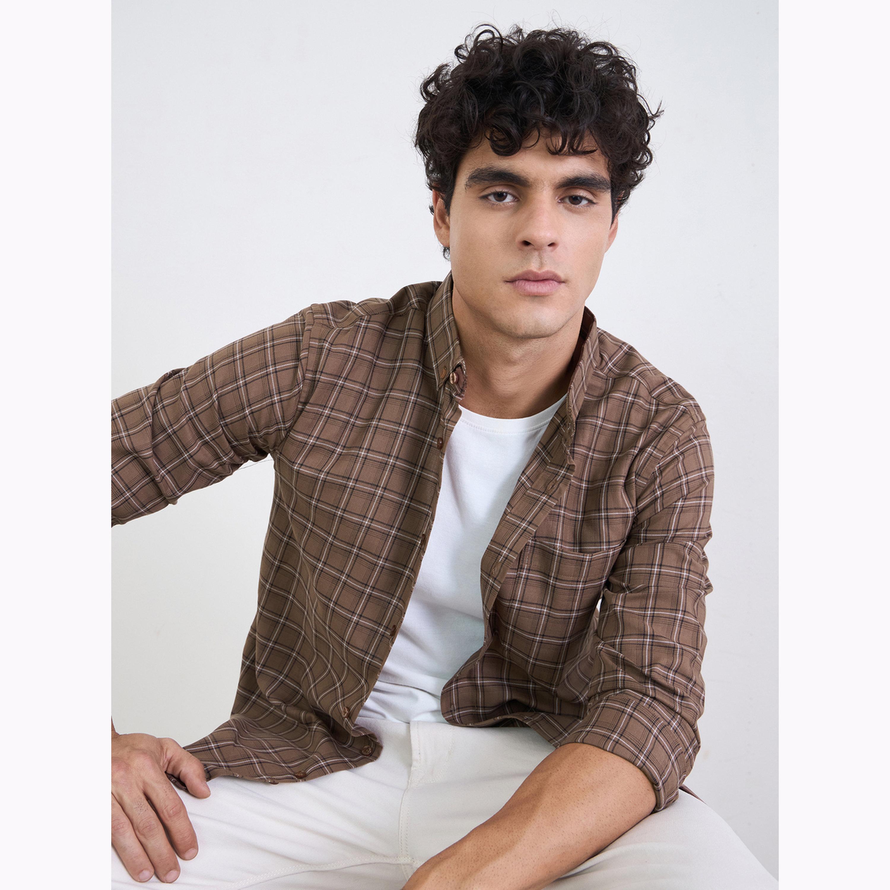 Styli Men Regular Fit Checked Full Sleeve Shirt-men-clothing-shirts-image-3