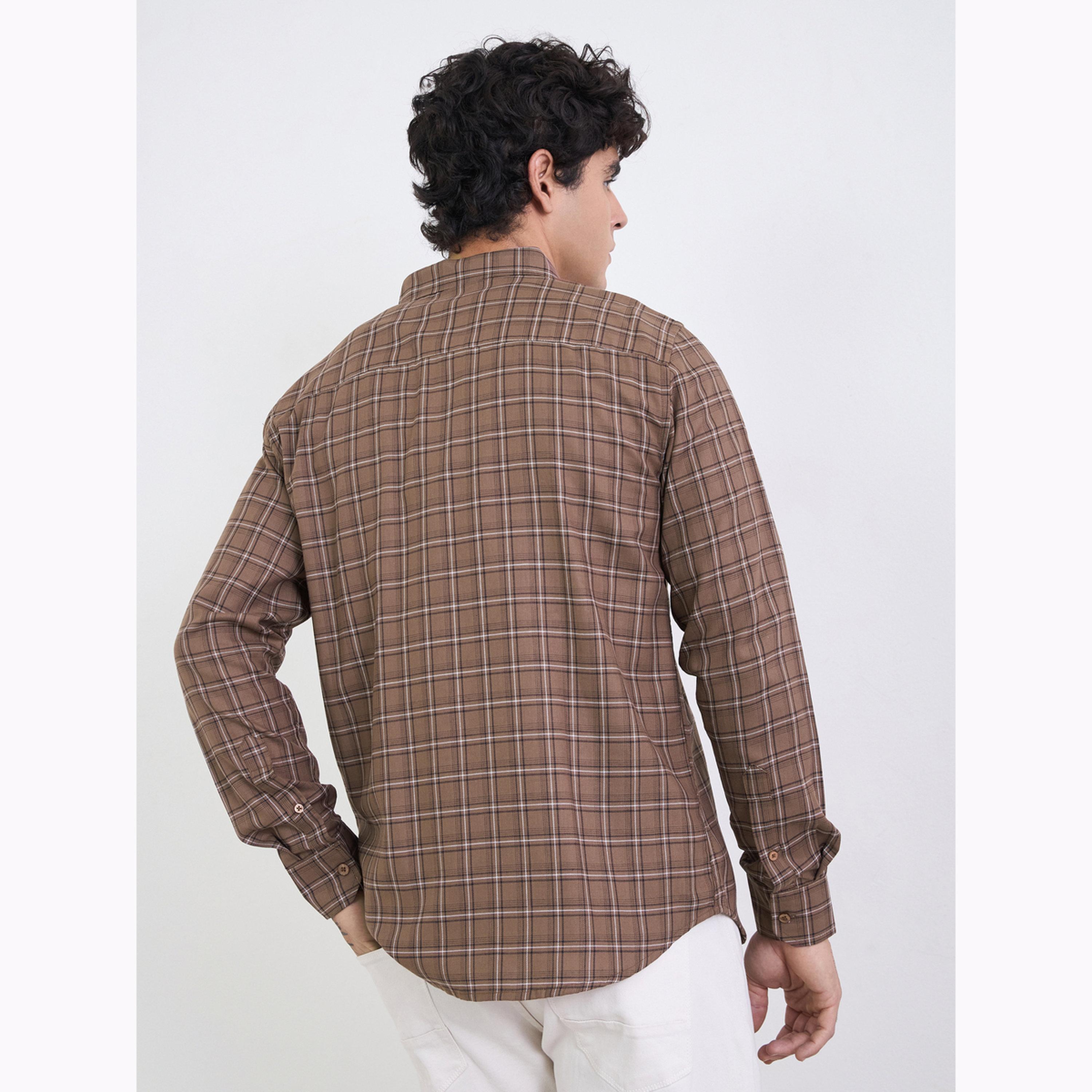 قميص كاروهات بأكمام طويلة وقصة عادية للرجال-men-clothing-shirts-image-4