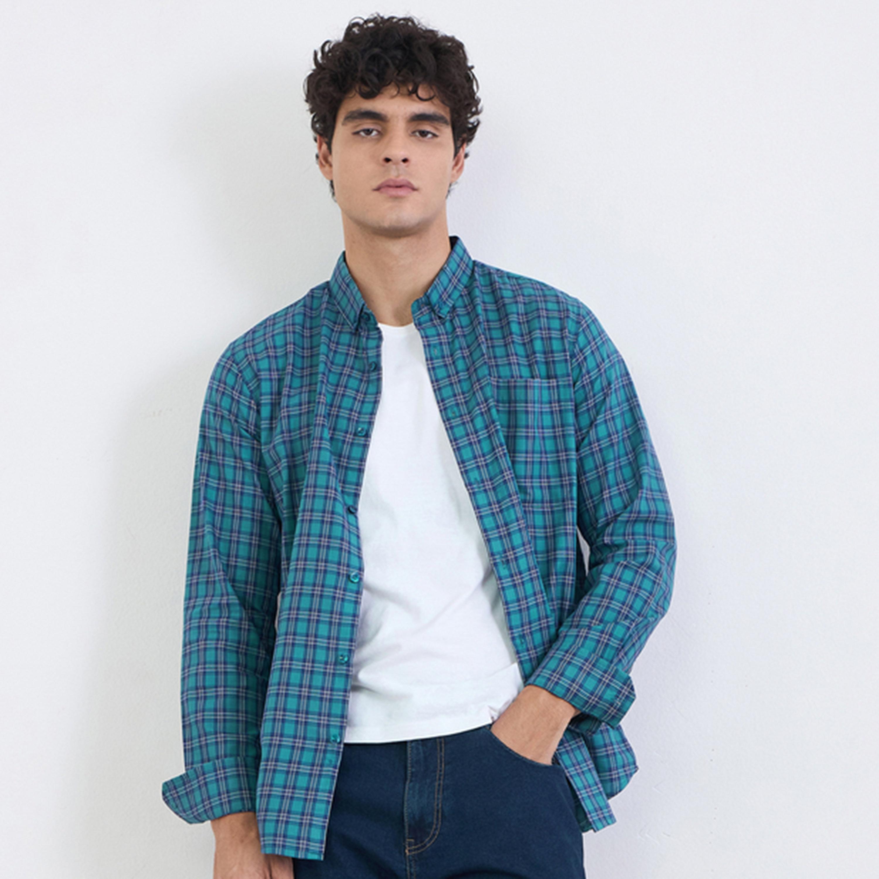 Styli Men Regular Fit Checked Full Sleeve Shirt-men-clothing-shirts-image-1