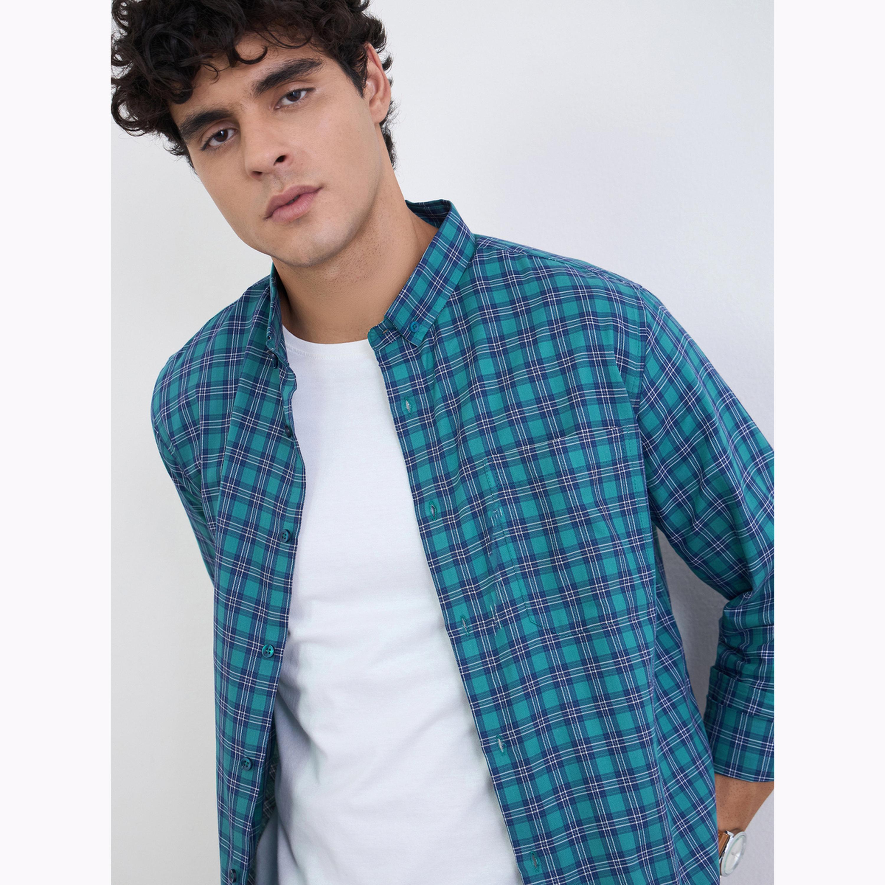 Styli Men Regular Fit Checked Full Sleeve Shirt-men-clothing-shirts-image-3
