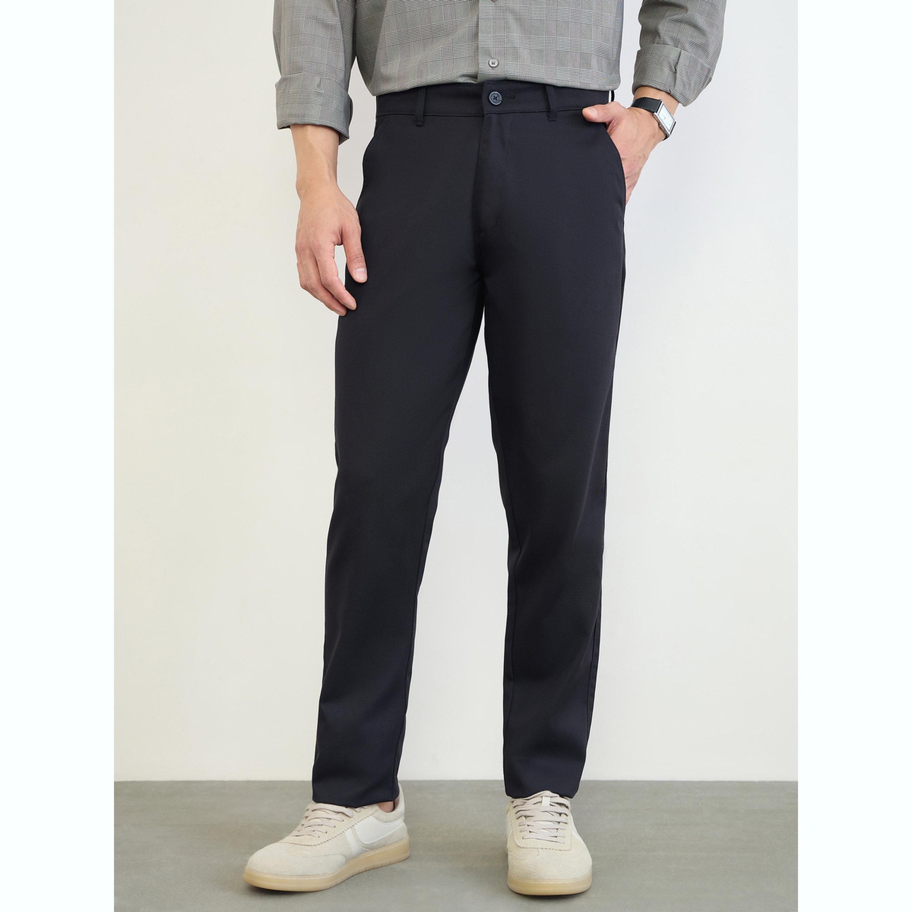 بنطال قطن سادة بقصة عادية-men-clothing-bottoms-trousersandchinos-trousers-image-1