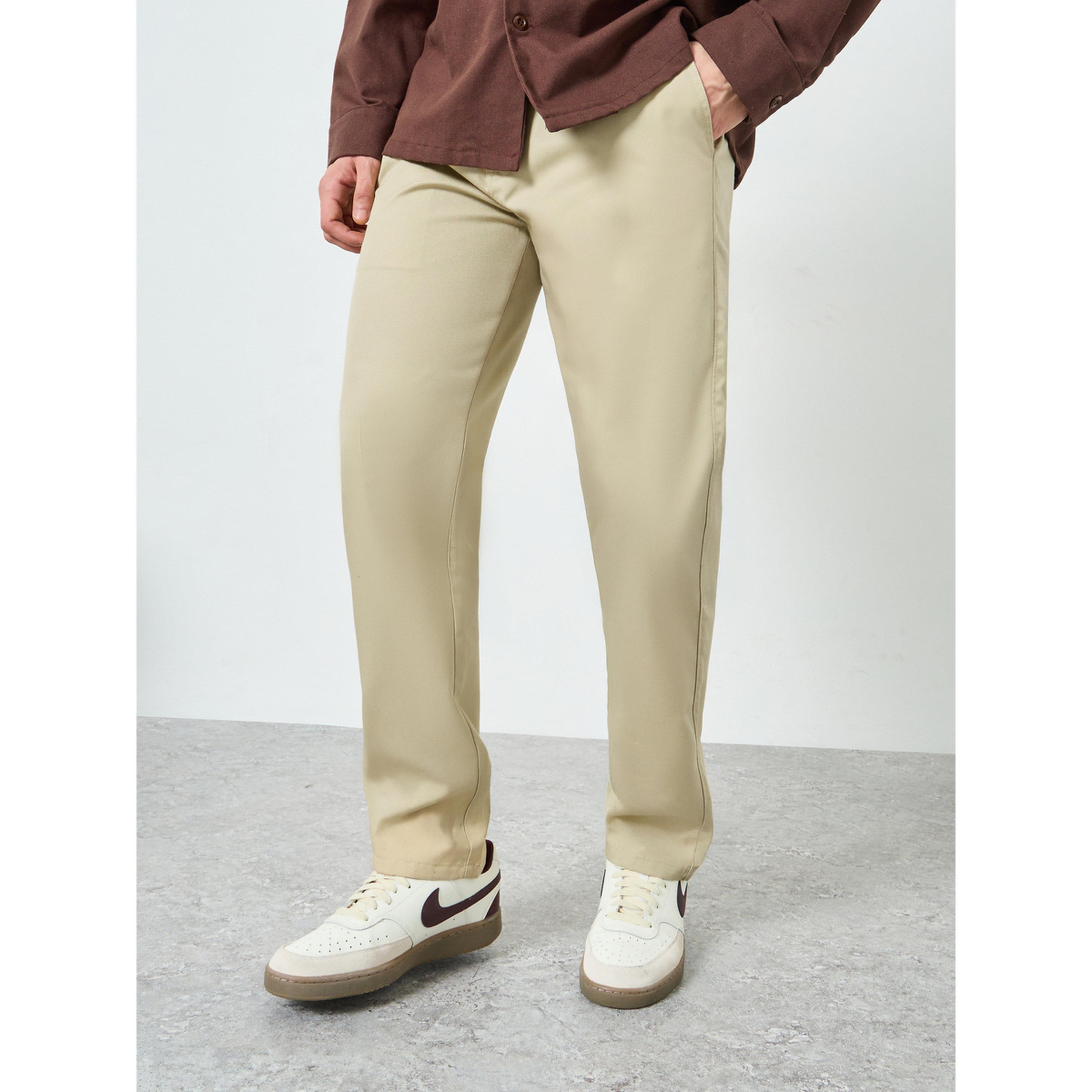 Styli Men Beige Regular Fit Trousers-men-clothing-bottoms-trousersandchinos-trousers-image-1