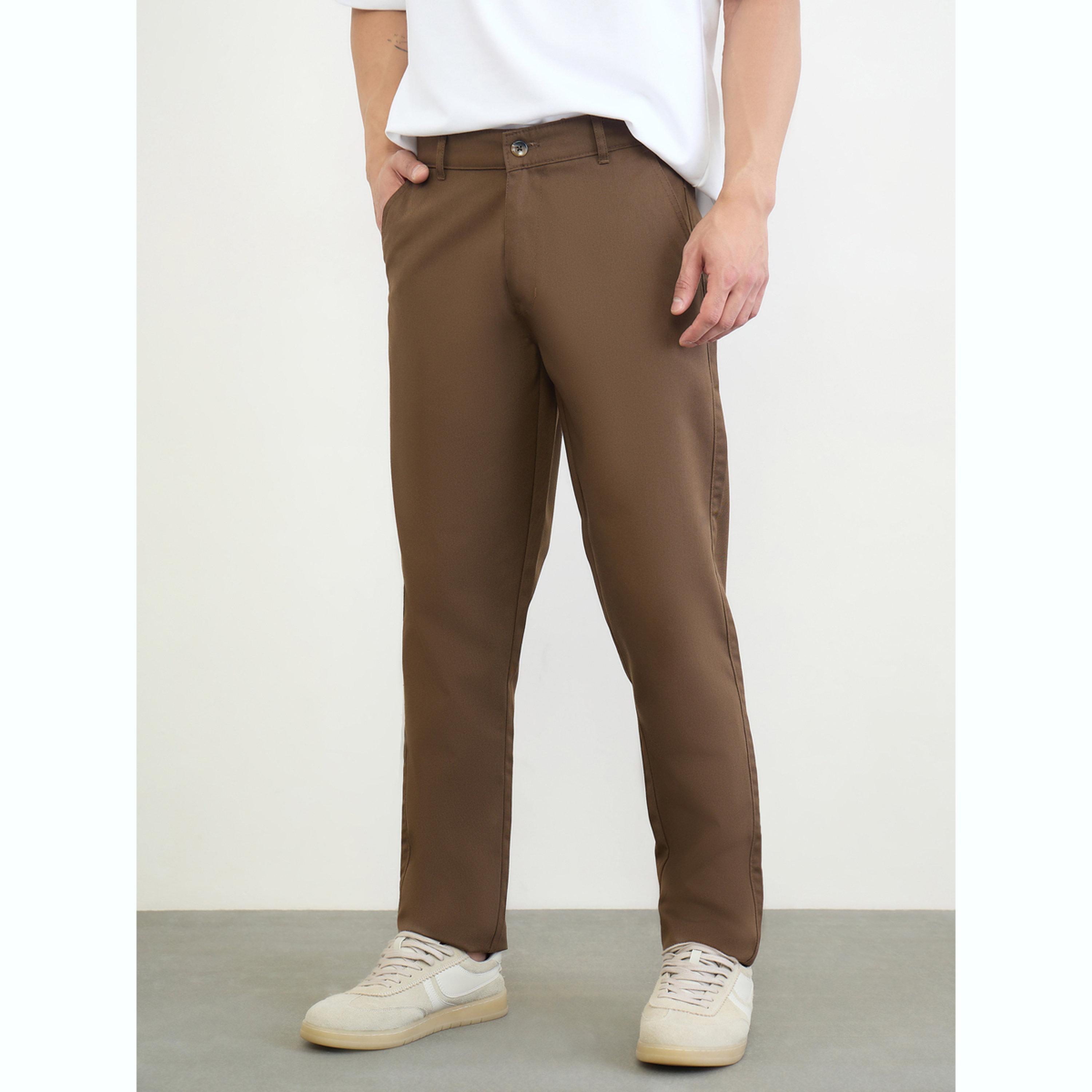 بنطال قطن سادة بقصة عادية-men-clothing-bottoms-trousersandchinos-trousers-image-1