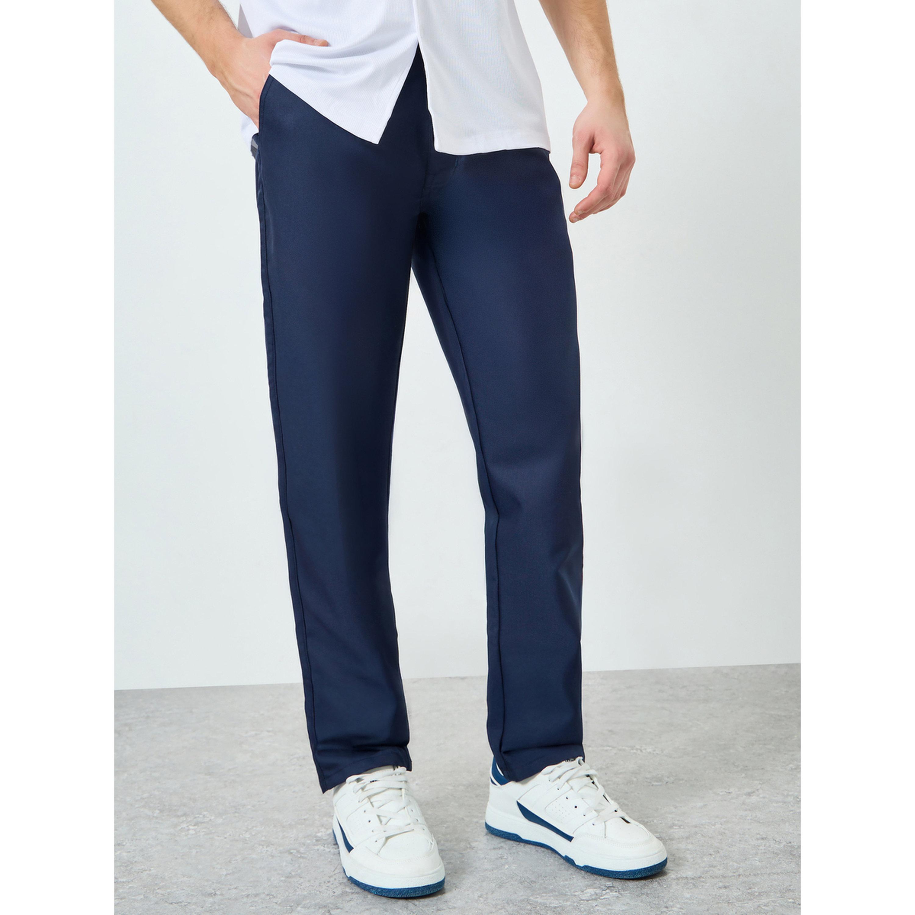 Styli Men Navy Blue Regular Fit Trousers-men-clothing-bottoms-trousersandchinos-trousers-image-1