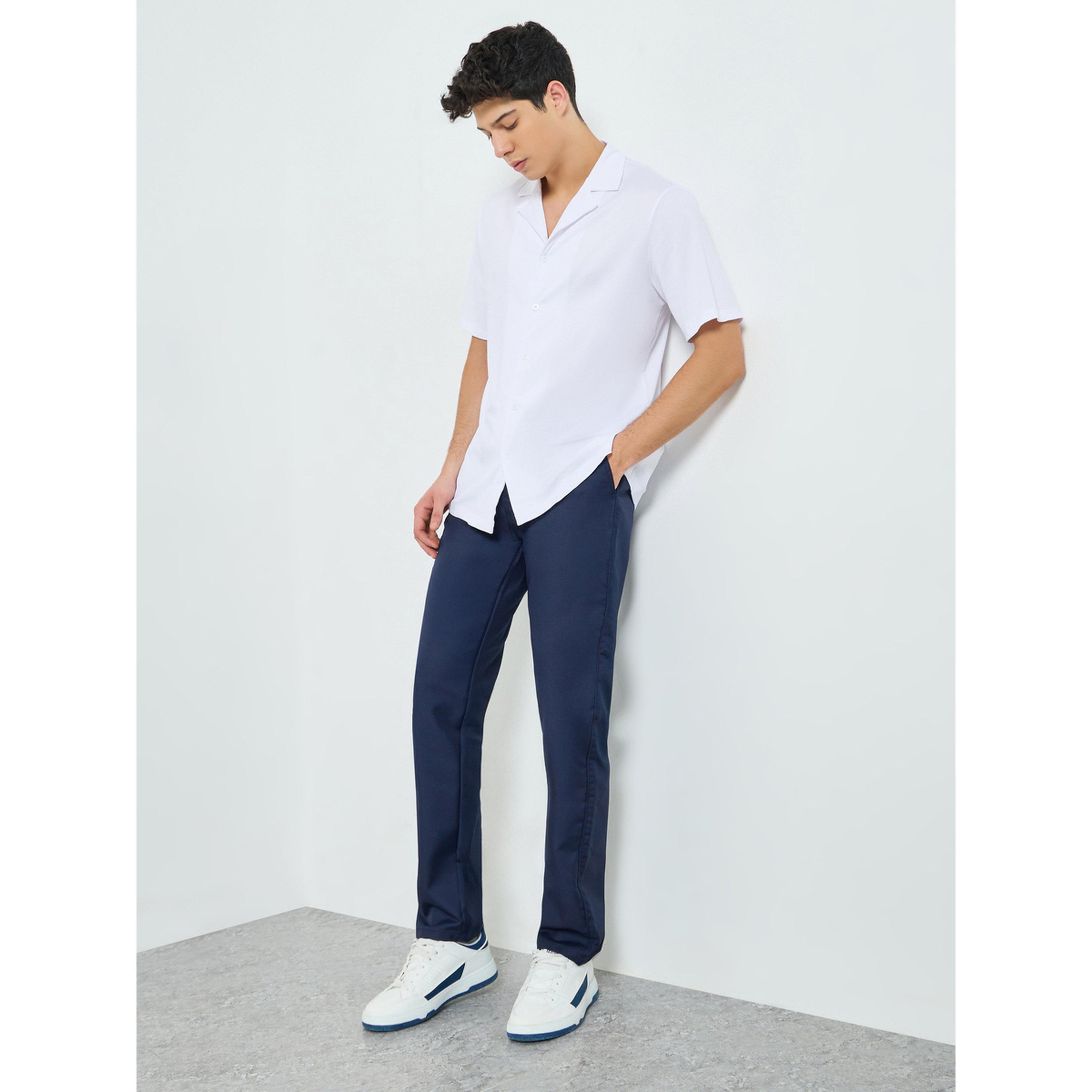 Styli Men Navy Blue Regular Fit Trousers-men-clothing-bottoms-trousersandchinos-trousers-image-2