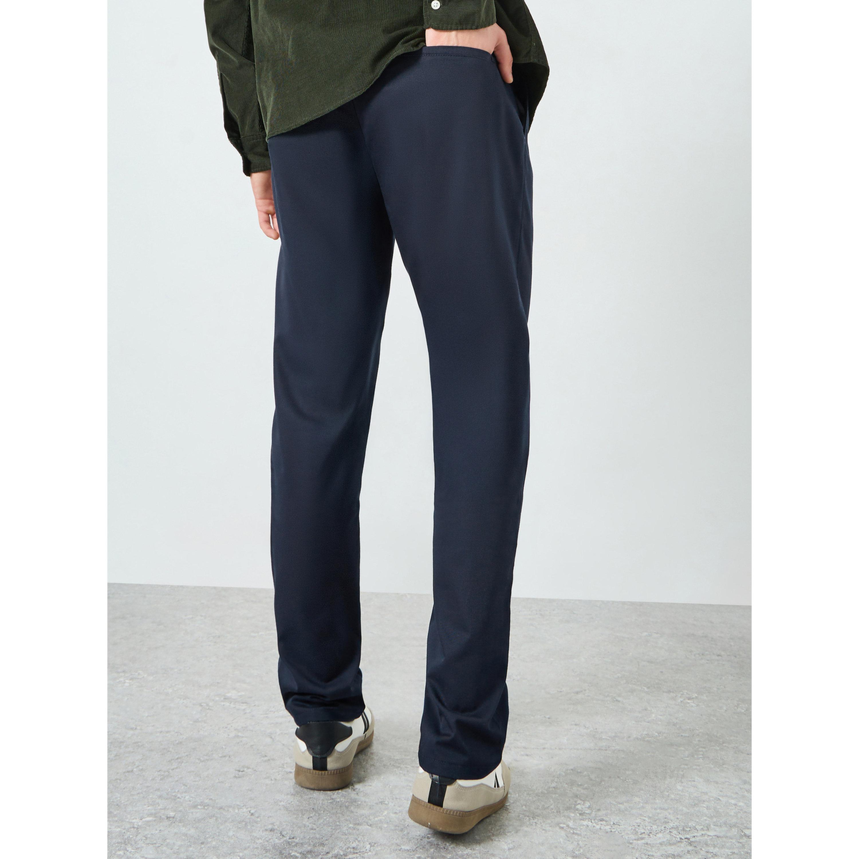 ستايلي - بنطلون رجالي أزرق داكن مطاطي بقصة عادية-men-clothing-bottoms-trousersandchinos-trousers-image-4