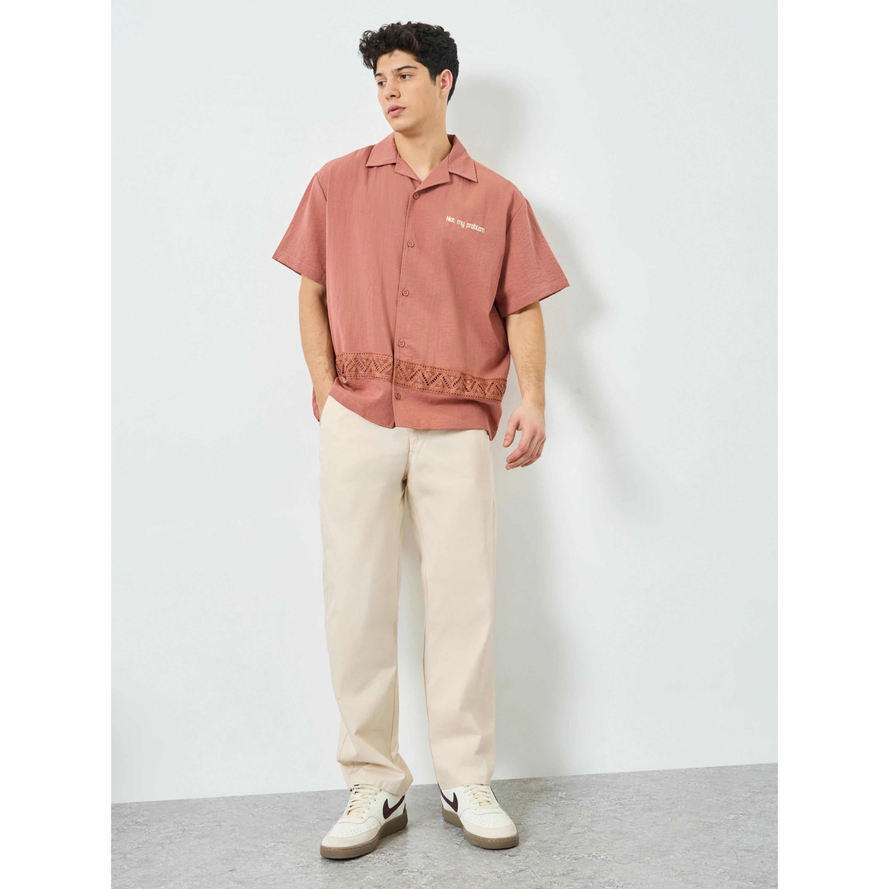 Styli Men Beige Cotton Relaxed Fit Pants-men-clothing-bottoms-trousersandchinos-trousers-image-2