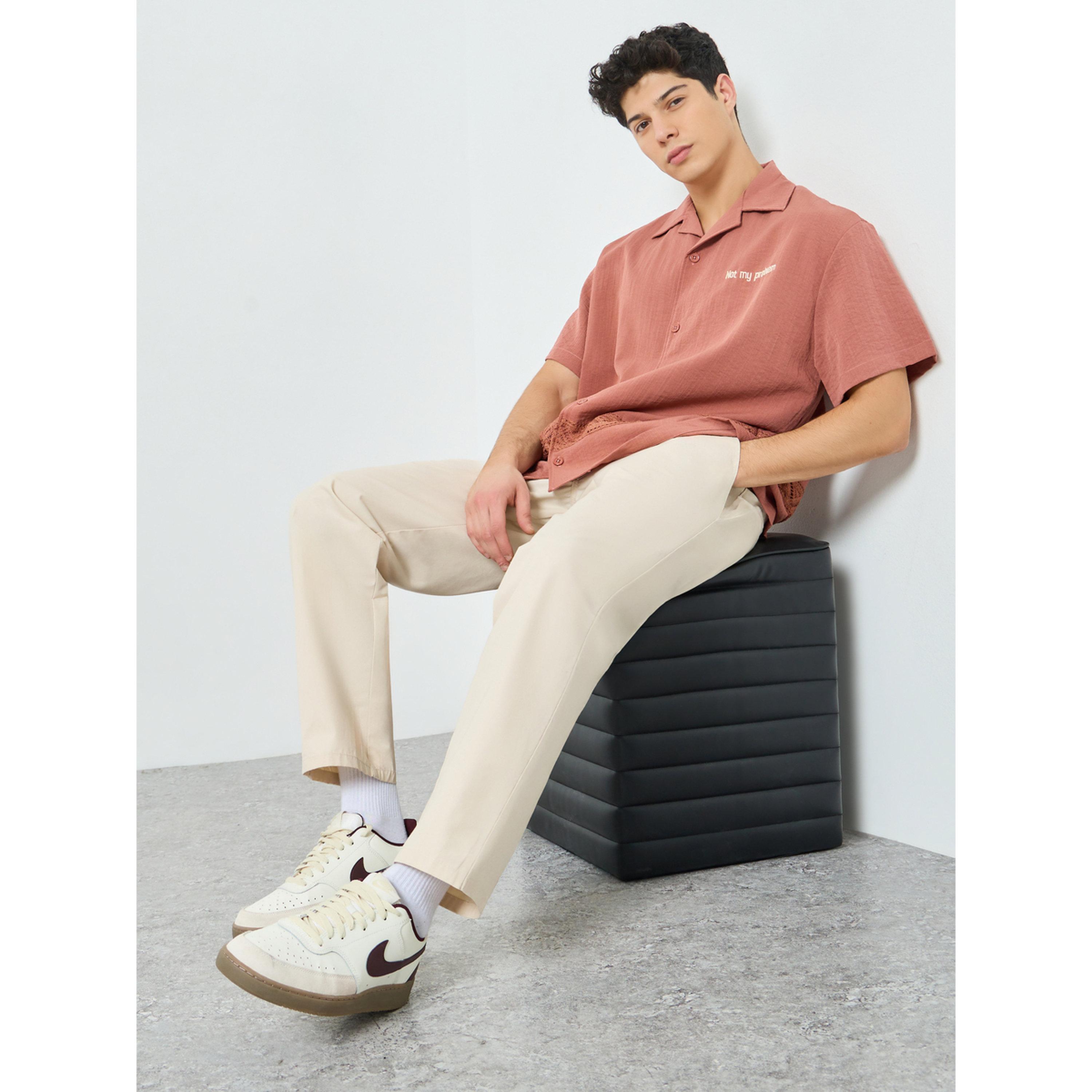 Styli Men Beige Cotton Relaxed Fit Pants-men-clothing-bottoms-trousersandchinos-trousers-image-3