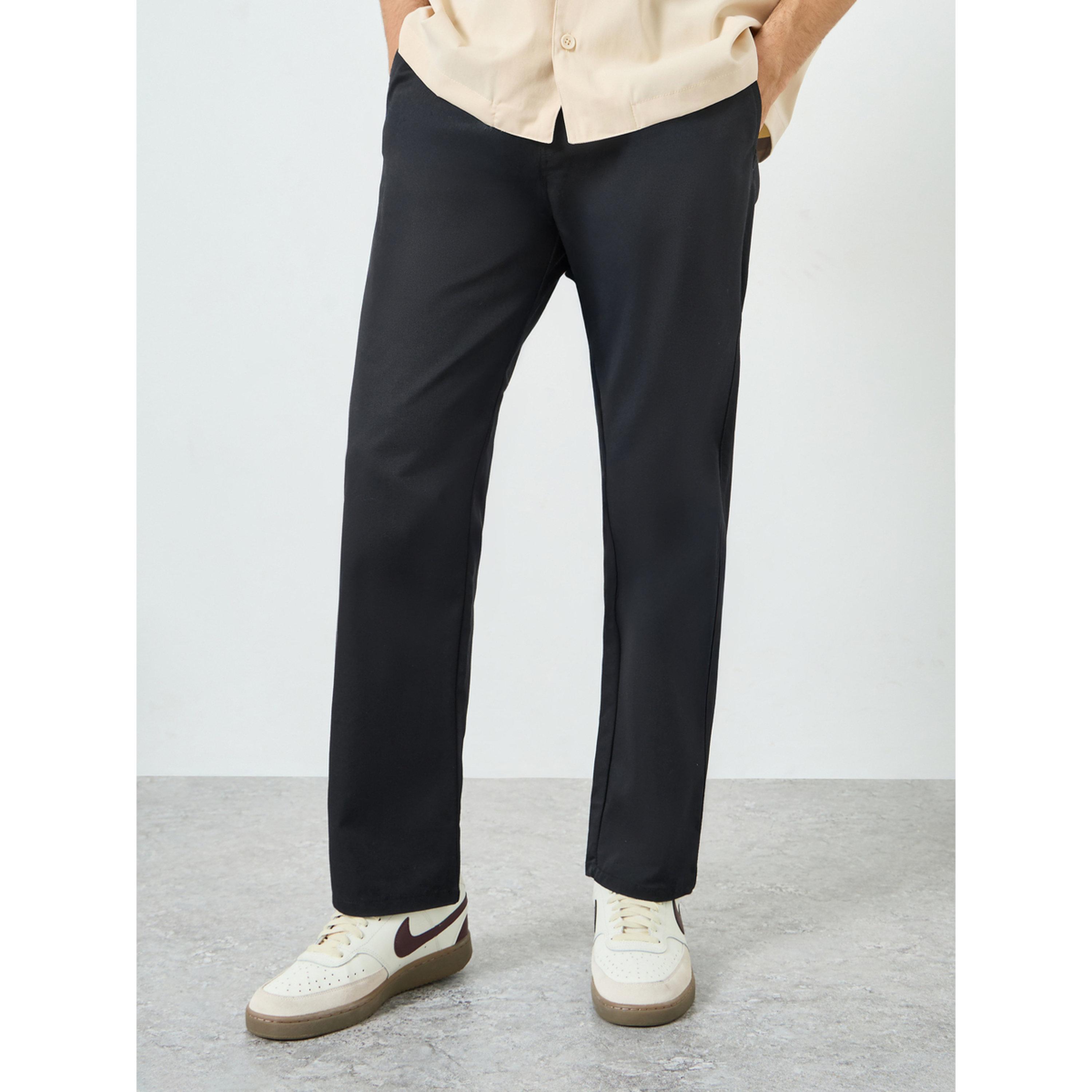 Styli Men Black Cotton Relaxed Fit Pants-men-clothing-bottoms-trousersandchinos-trousers-image-1