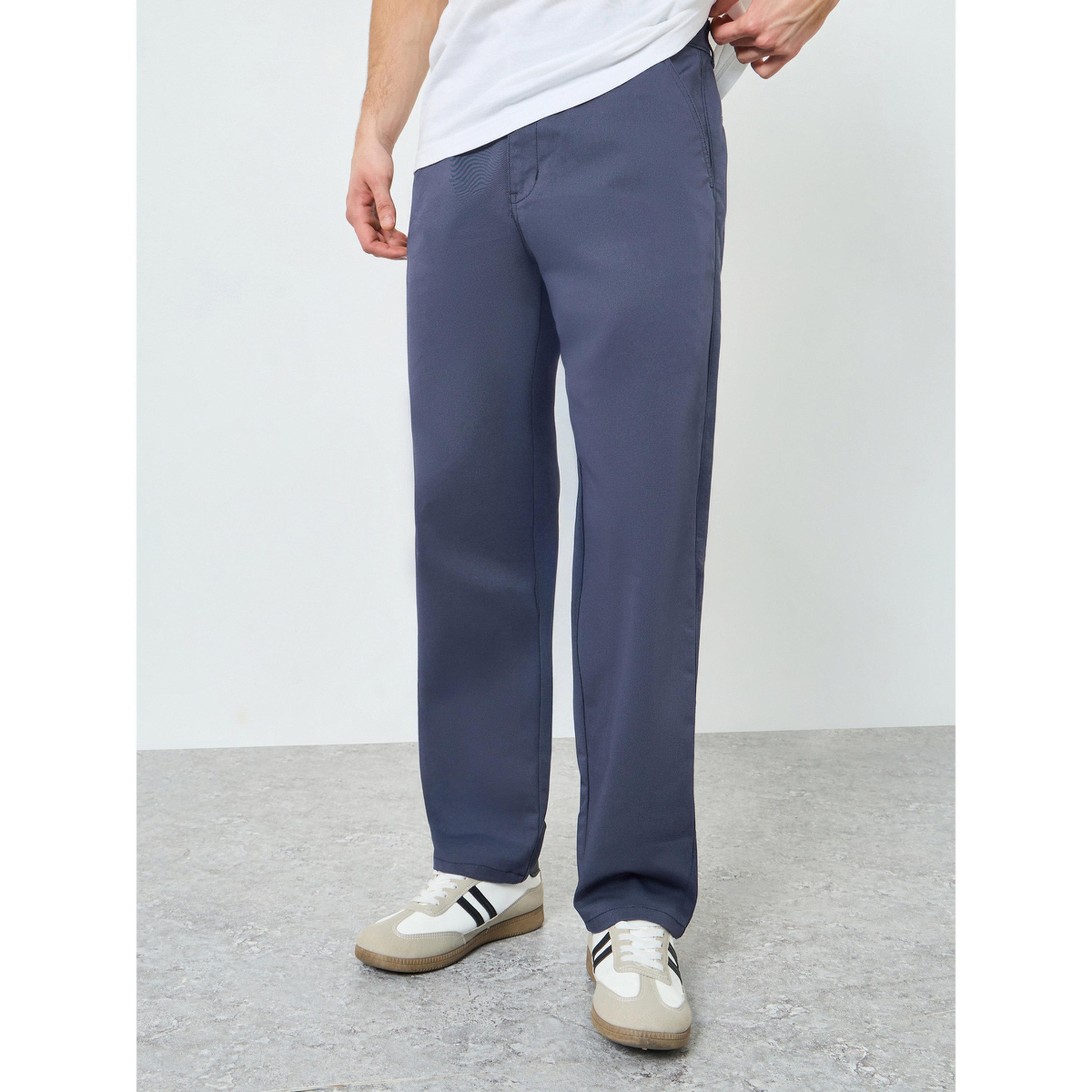 Styli Men Blue Cotton Relaxed Fit Pants-men-clothing-bottoms-trousersandchinos-trousers-image-1
