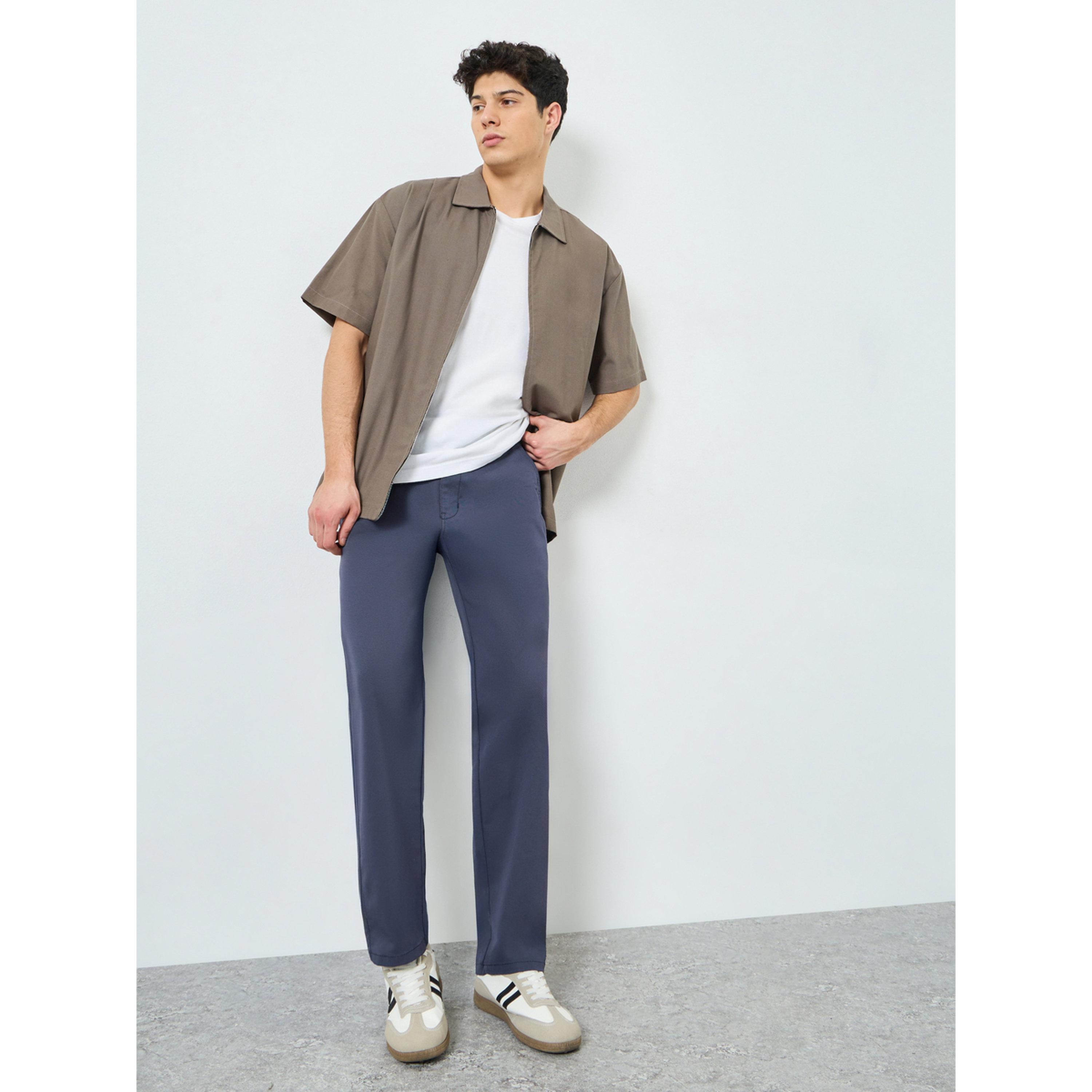 Styli Men Blue Cotton Relaxed Fit Pants-men-clothing-bottoms-trousersandchinos-trousers-image-2