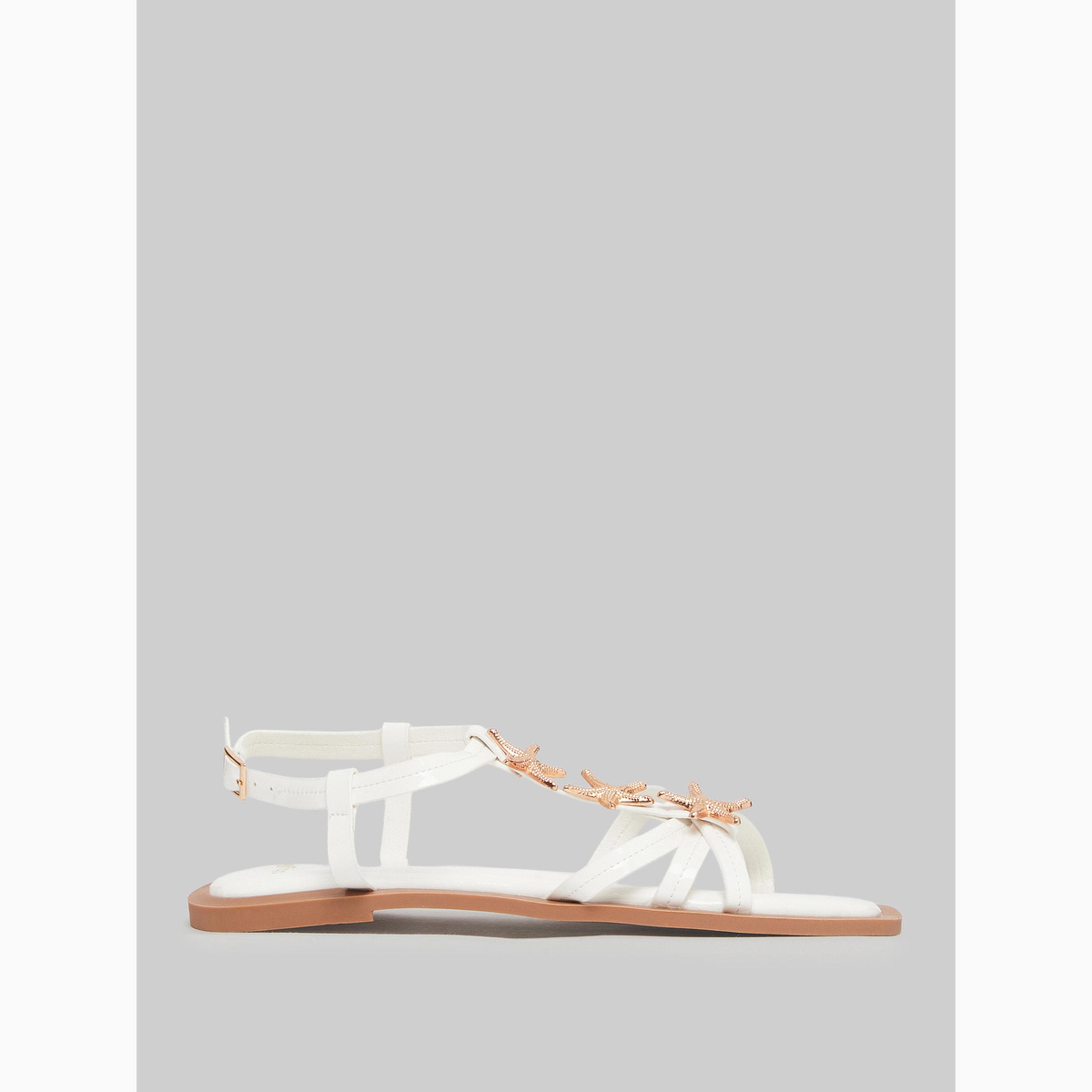 Styli White Starfish Embellished Flat Sandals-women-shoes-sandals-flats-image-3