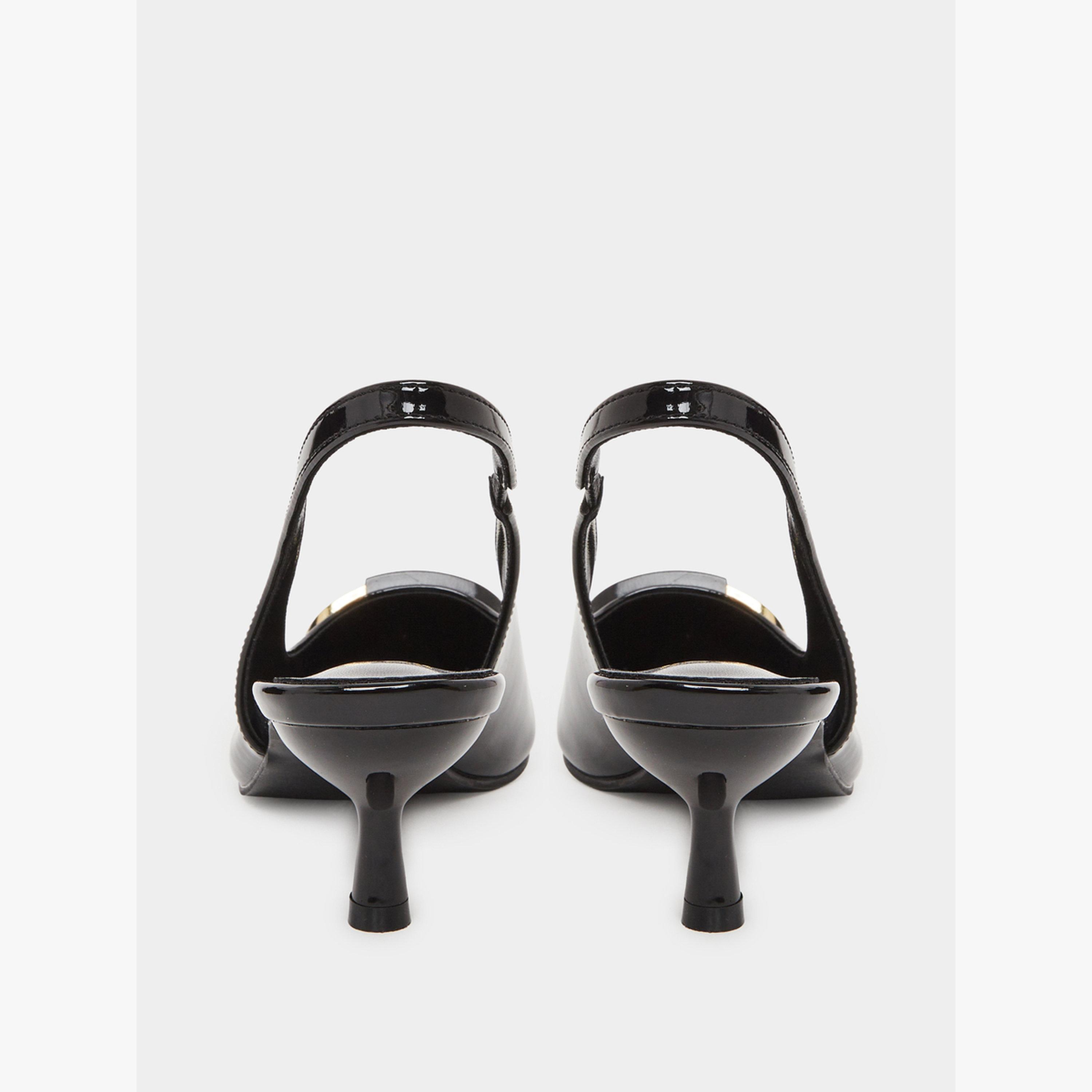 Styli Black Slingback Kitten Heel Shoes-women-shoes-heels-image-5