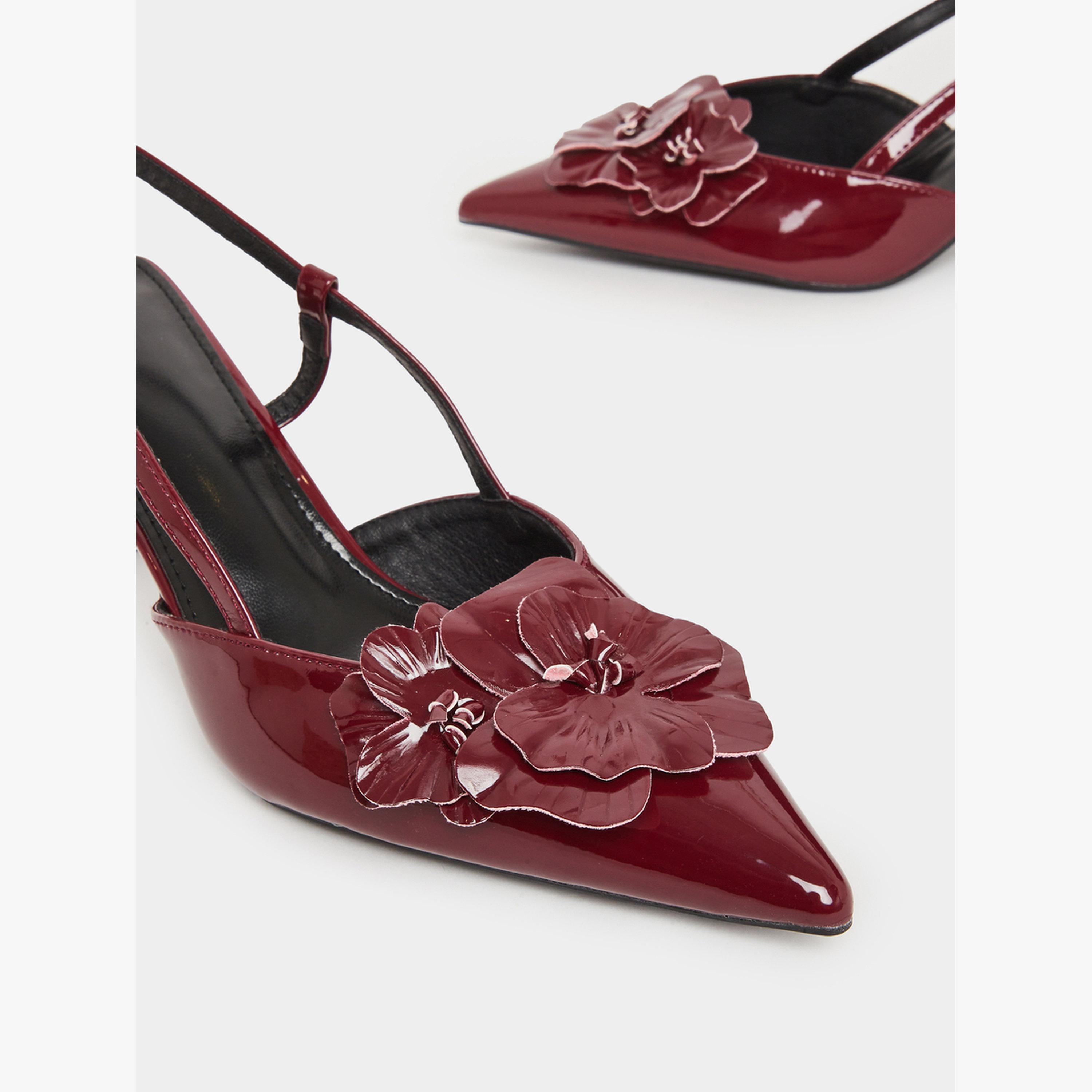 حذاء كعب بمقدمة مدببة وتفاصيل أزهار-women-shoes-heels-image-4