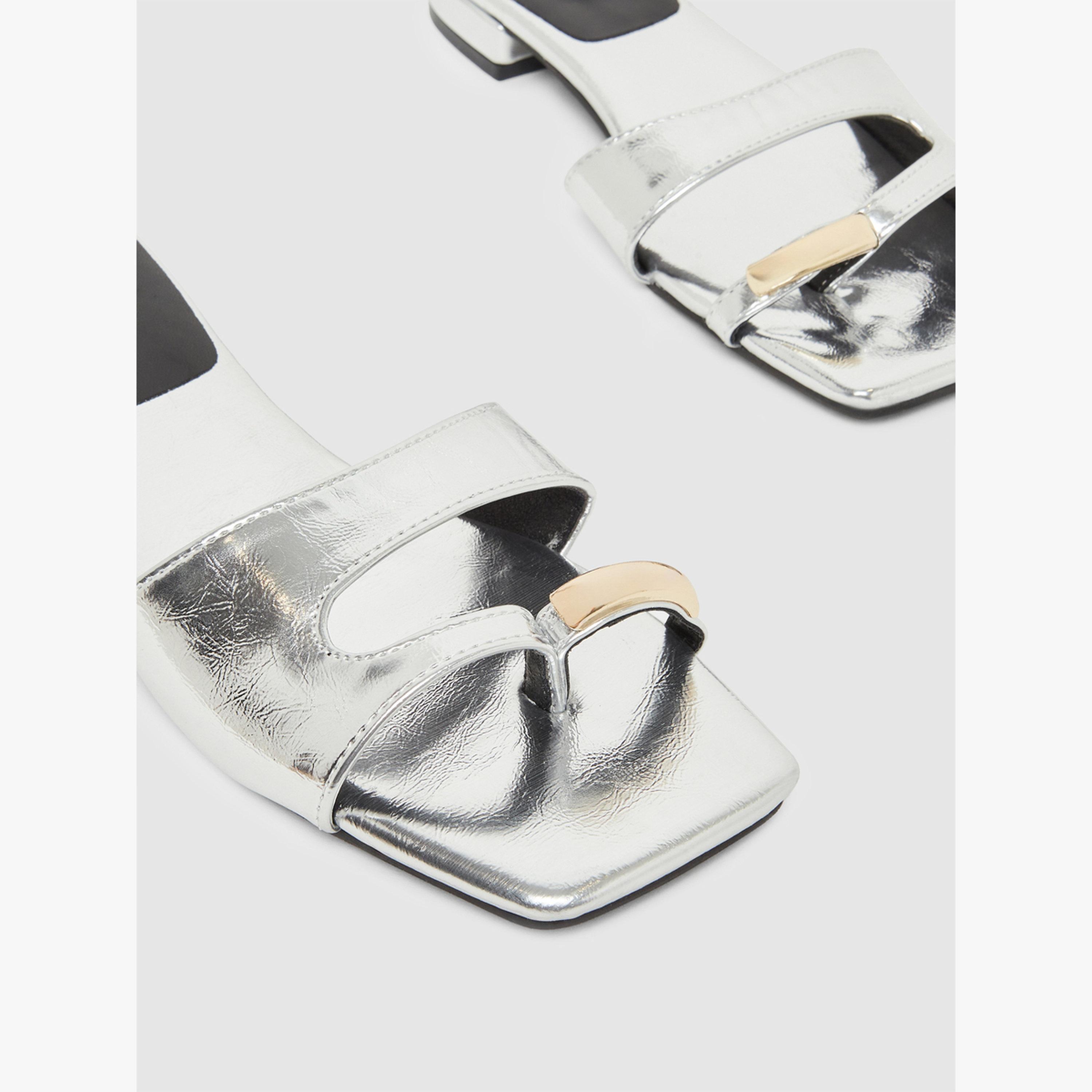 Styli Silver Metallic Flat Mules-women-shoes-flats-mules-image-4