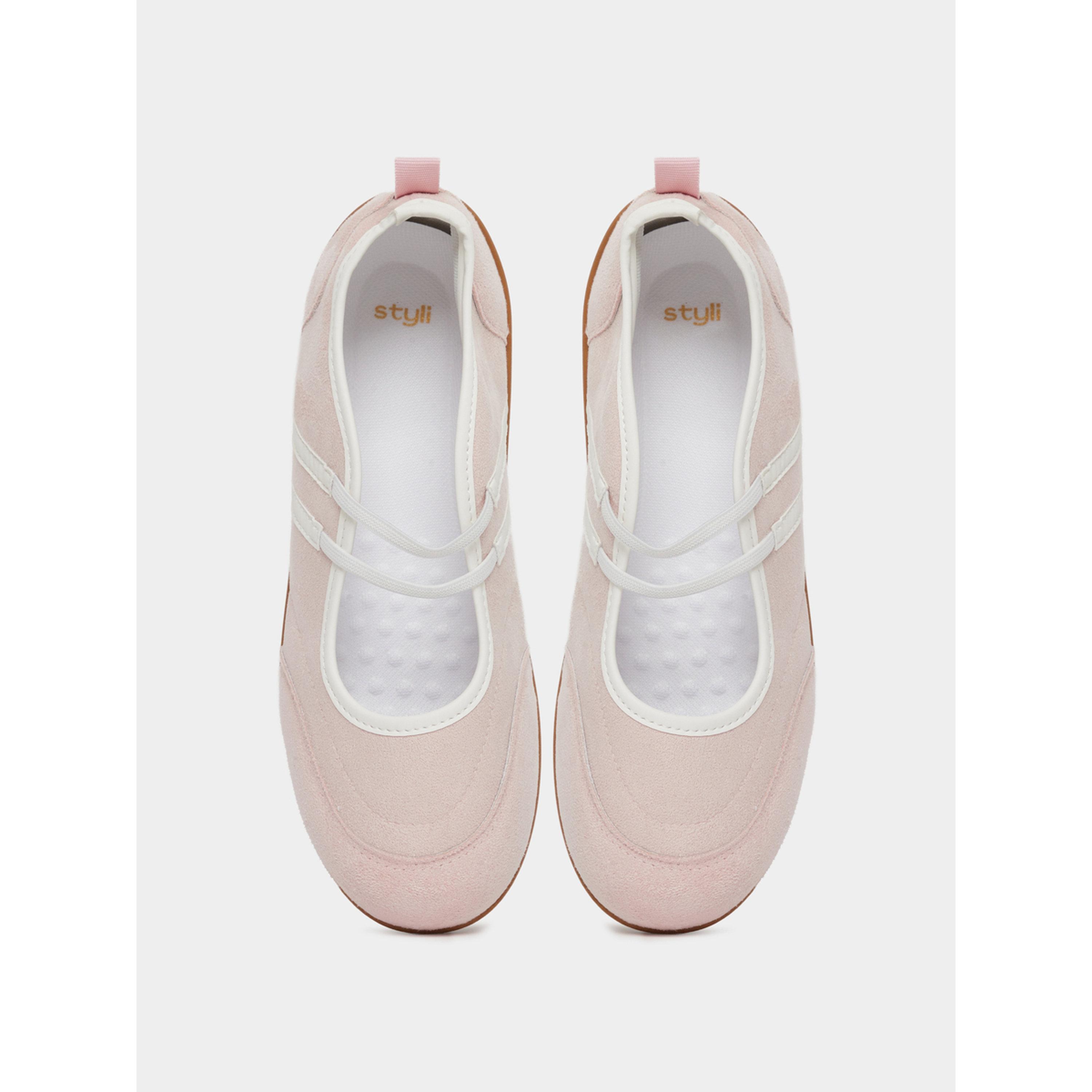 Styli Women's Pink Microsuede Mary Jane Sneakers-women-shoes-flats-loafers-image-3
