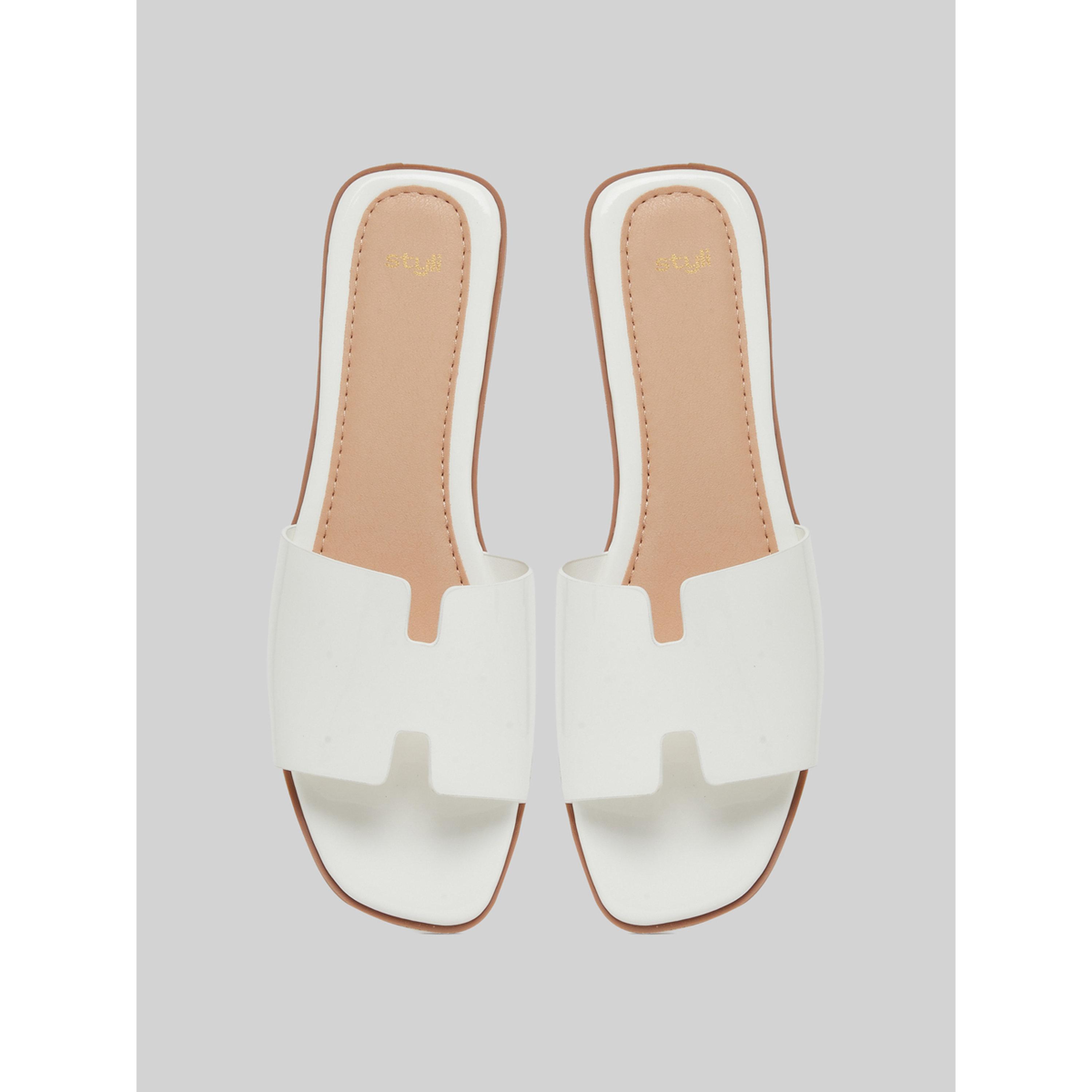 Styli White Slip-On Flat Mules-women-shoes-sandals-flats-image-3