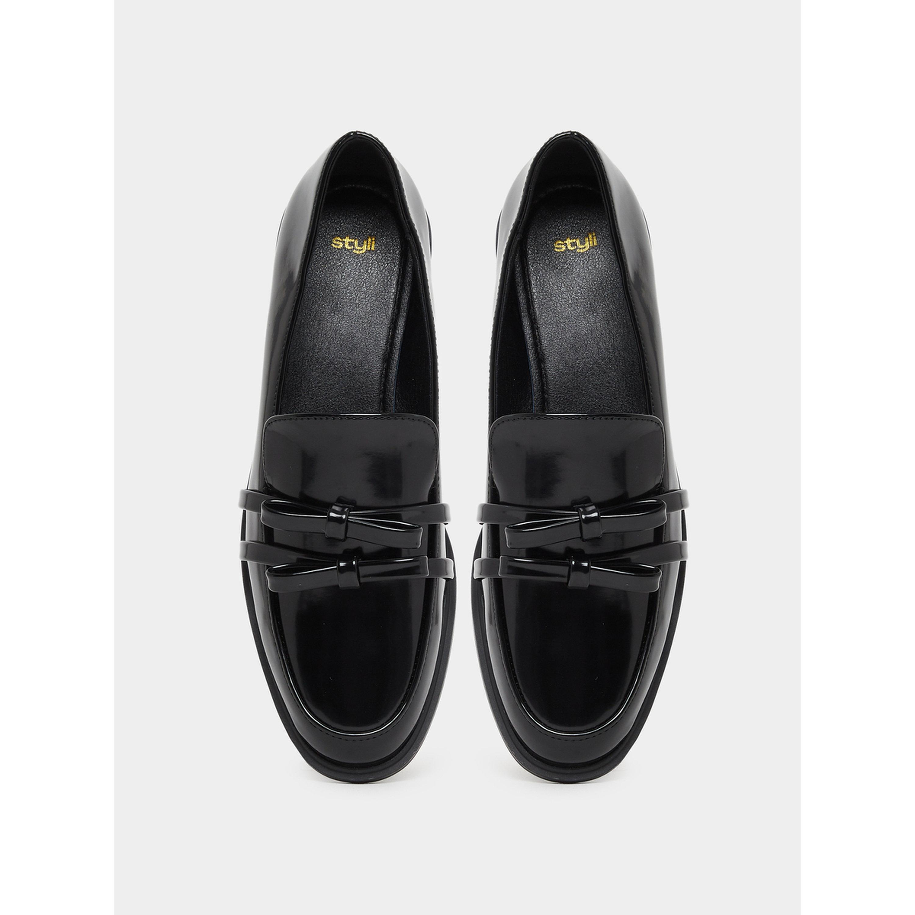 Styli Black Patent Leather Loafers-women-shoes-flats-loafers-image-3