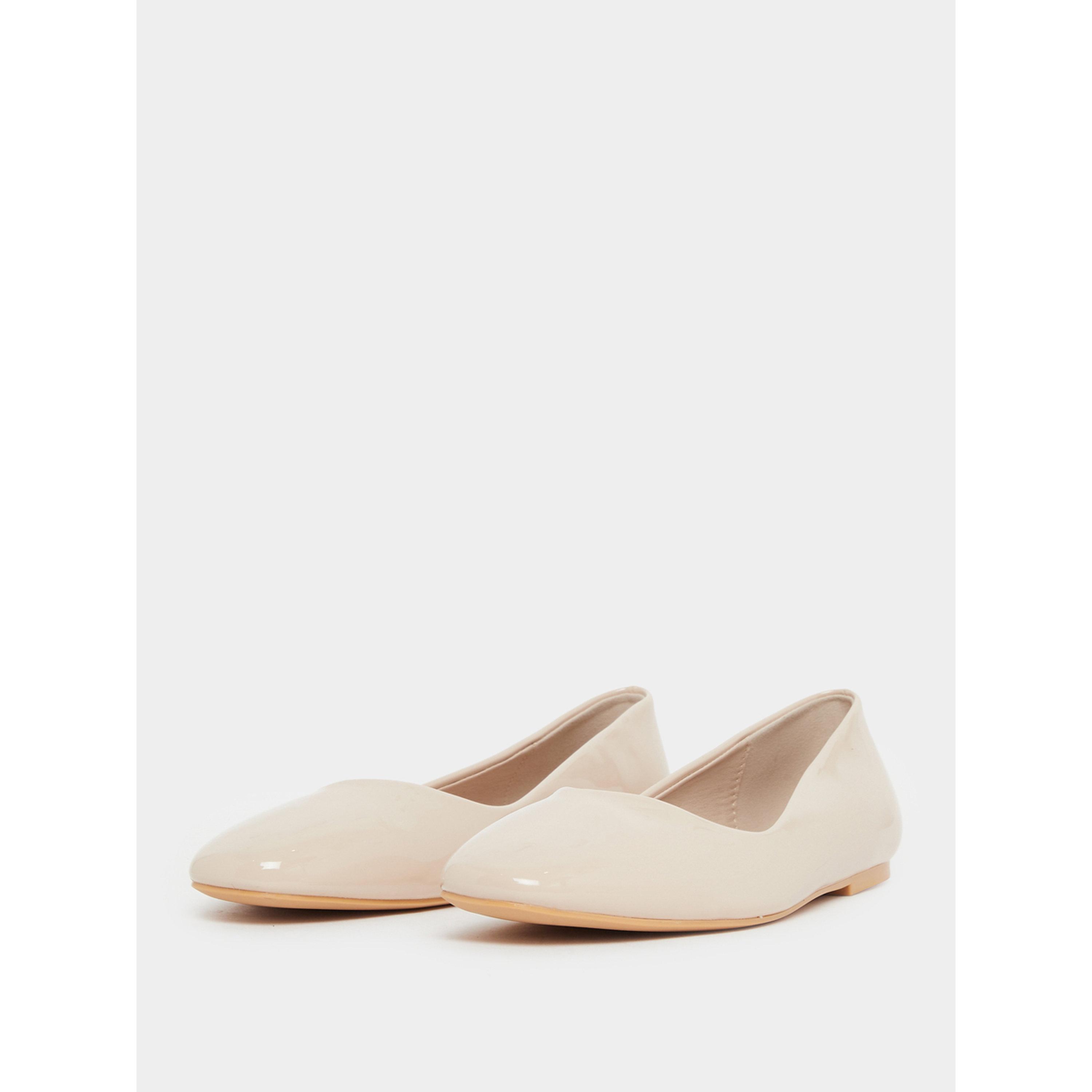 Styli Beige Patent Leather Ballerina Flats-women-shoes-ballerinas-image-1