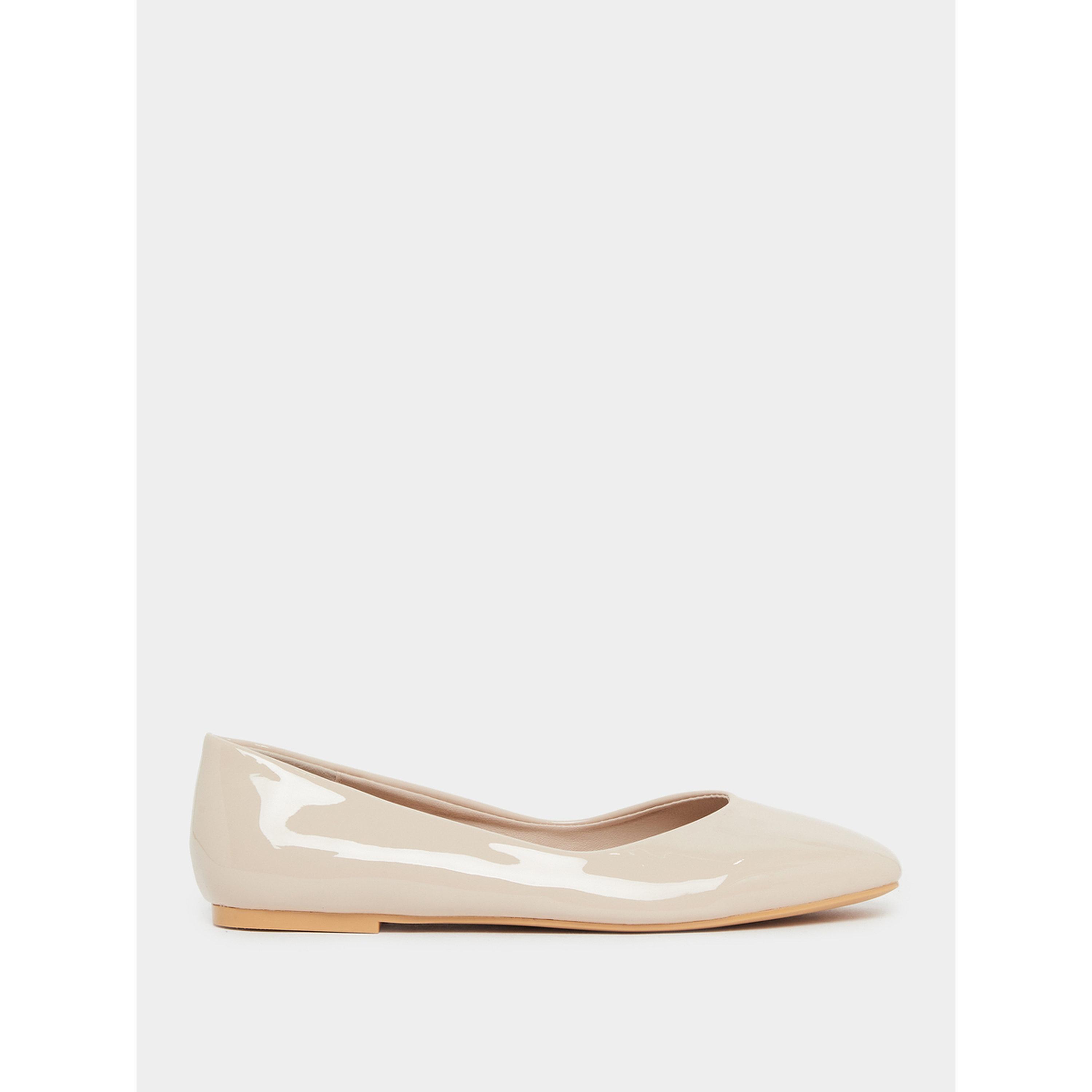 Styli Beige Patent Leather Ballerina Flats-women-shoes-ballerinas-image-2