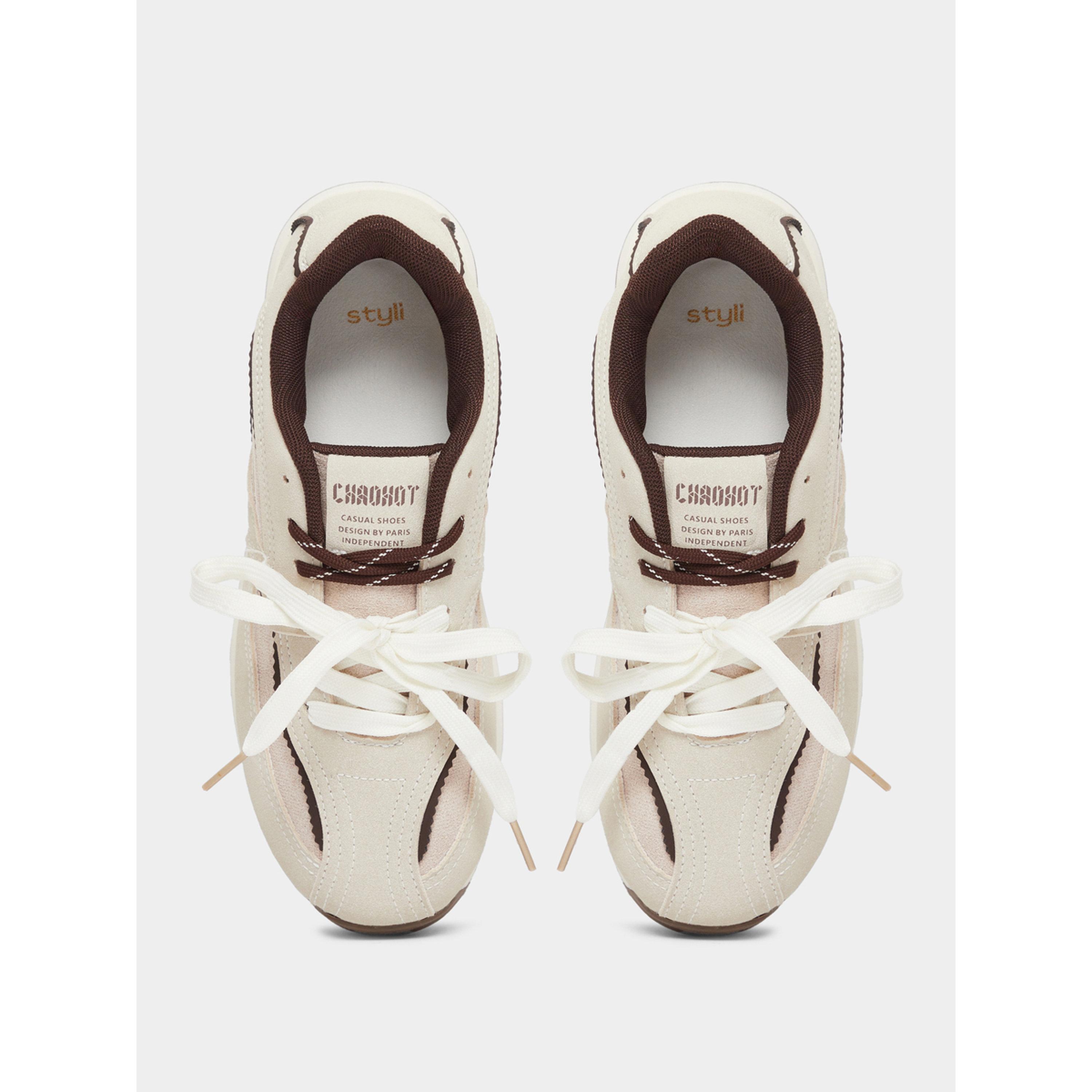 حذاء سنيكرز ريترو بتفاصيل بارزة الملمس وأربطة-women-shoes-sneakers-image-3