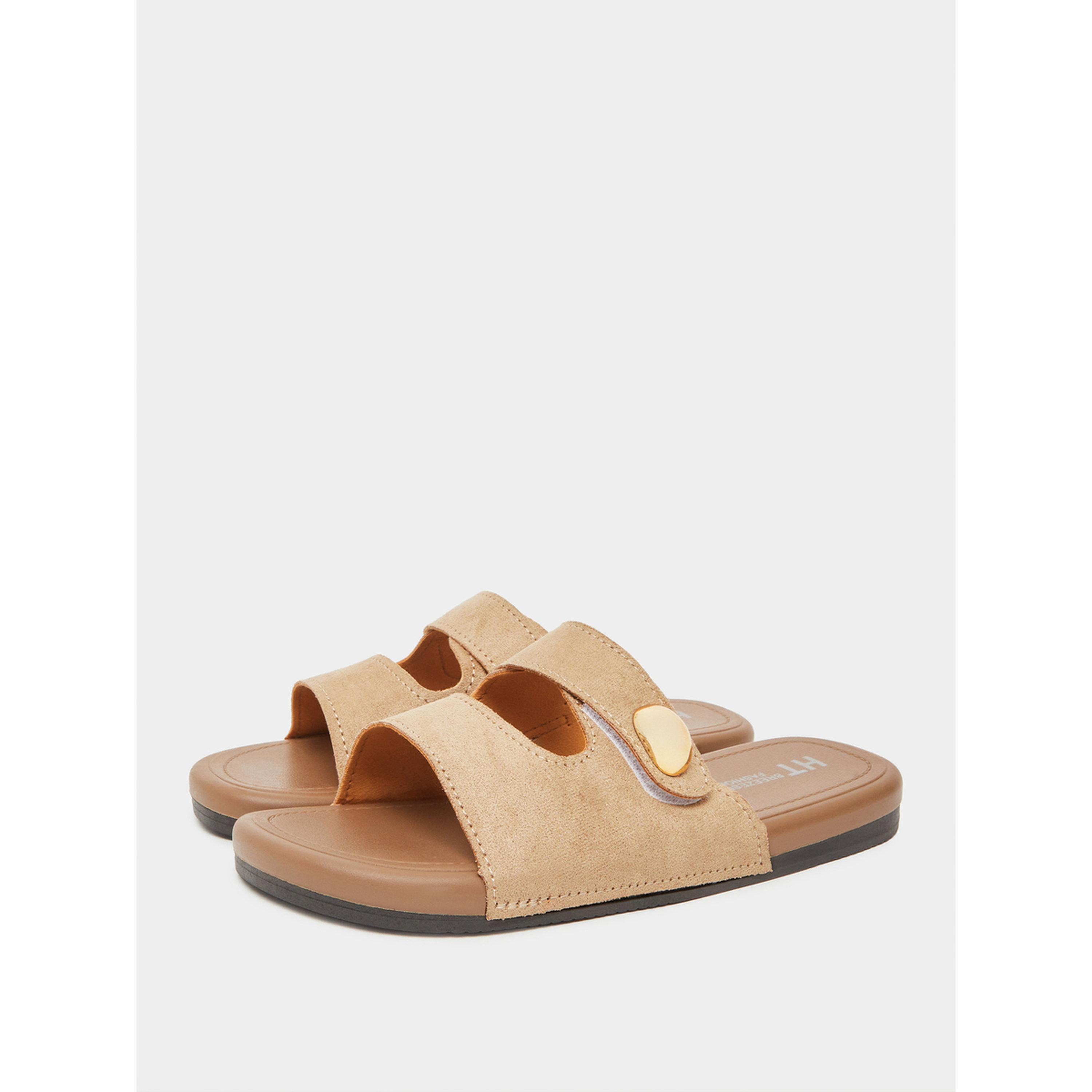Styli Tan Suede Comfort Slide Sandals-women-shoes-sandals-flats-image-1