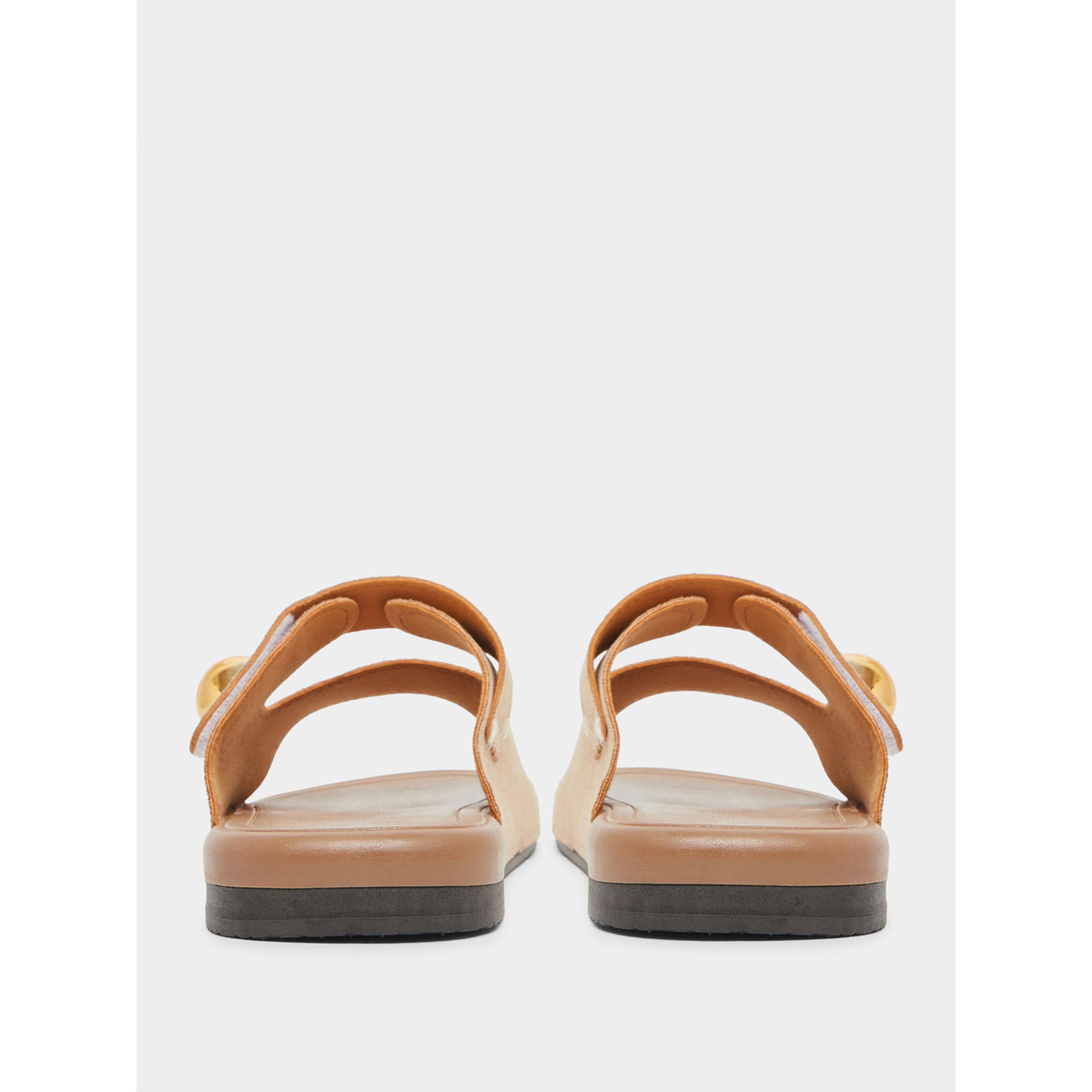 Styli Tan Suede Comfort Slide Sandals-women-shoes-sandals-flats-image-5