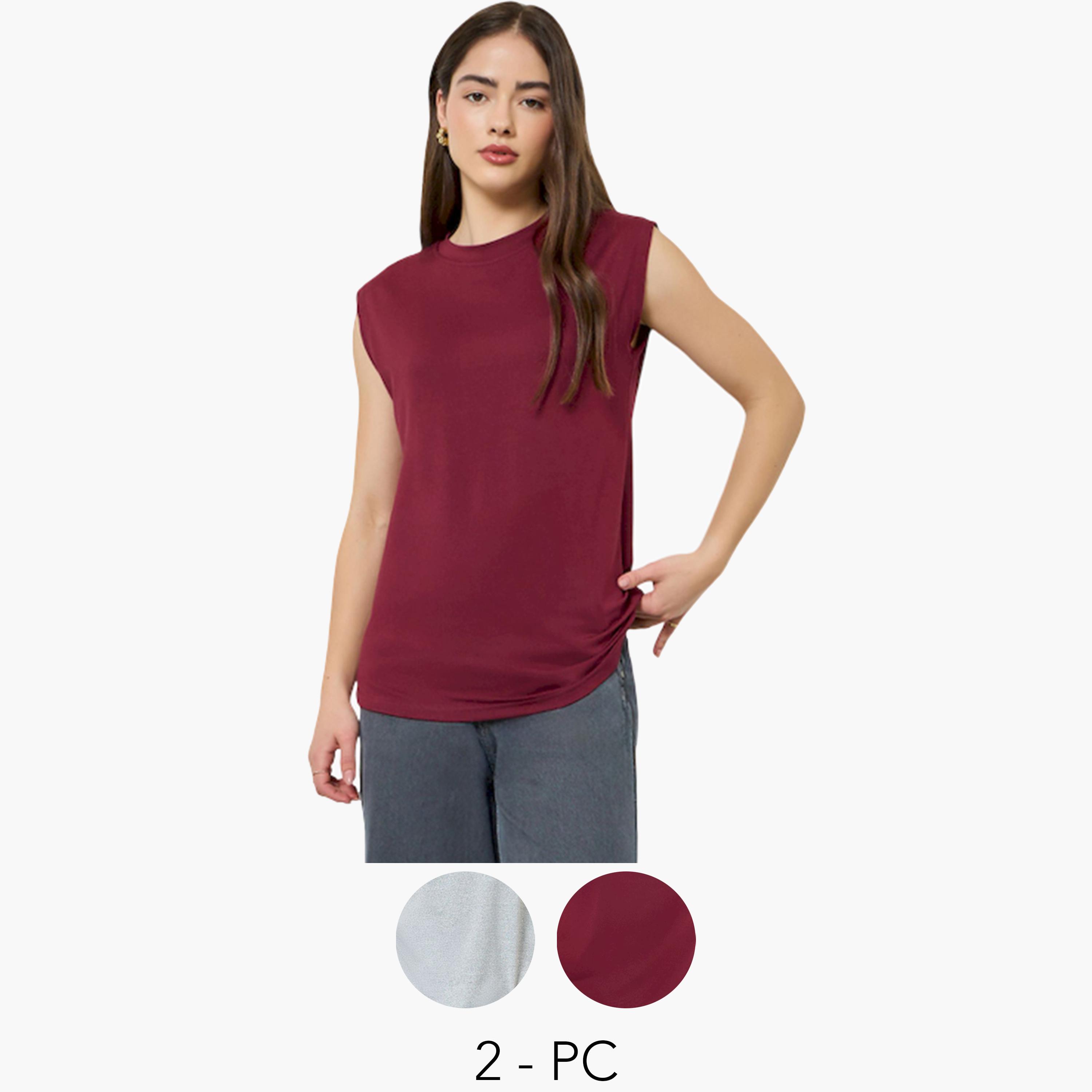 Styli Pack of 2 - Sleeveless Basic T-Shirt-women-clothing-tshirts-image-1