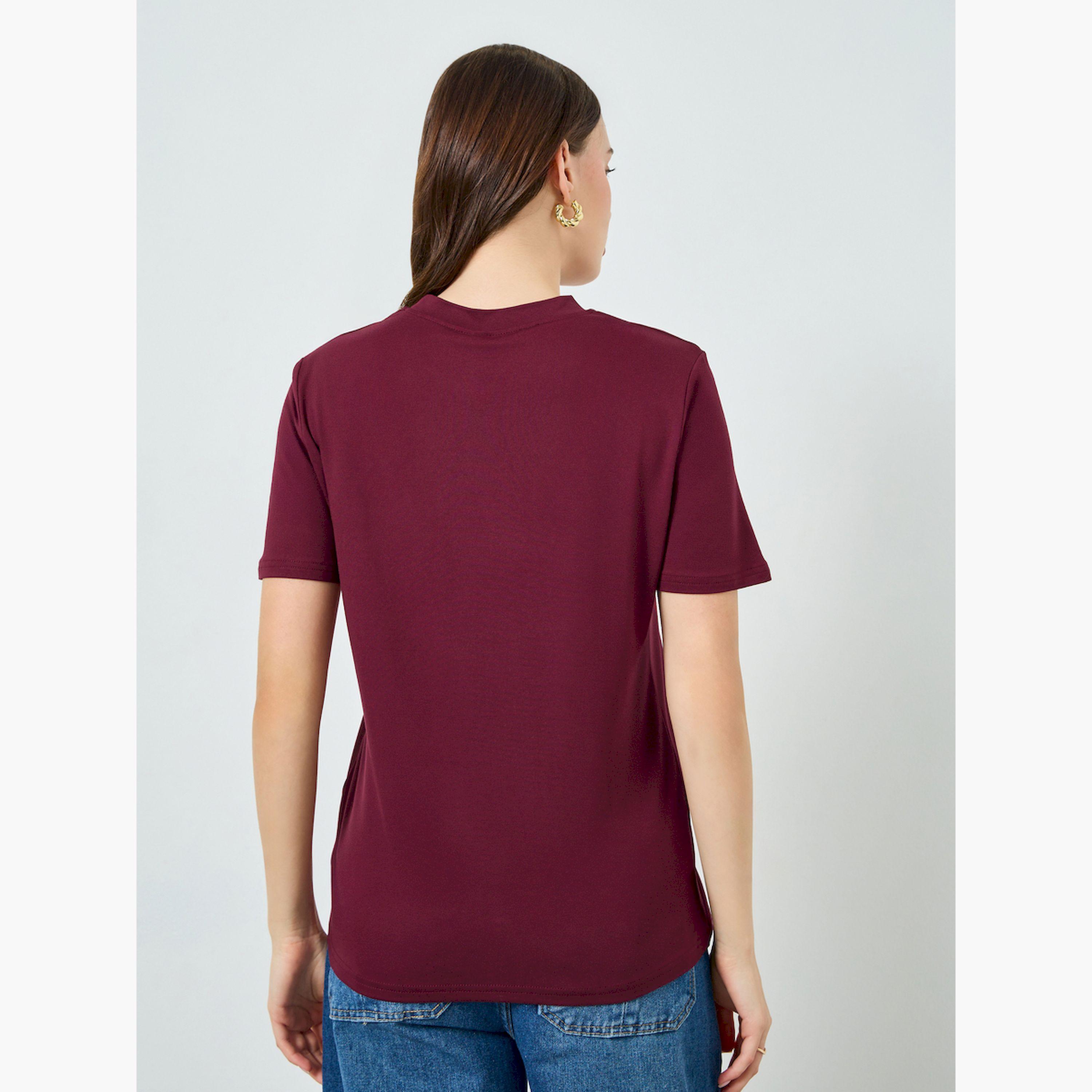 تيشيرت بطبعة شعار وقصة عادية-women-clothing-tshirts-image-4