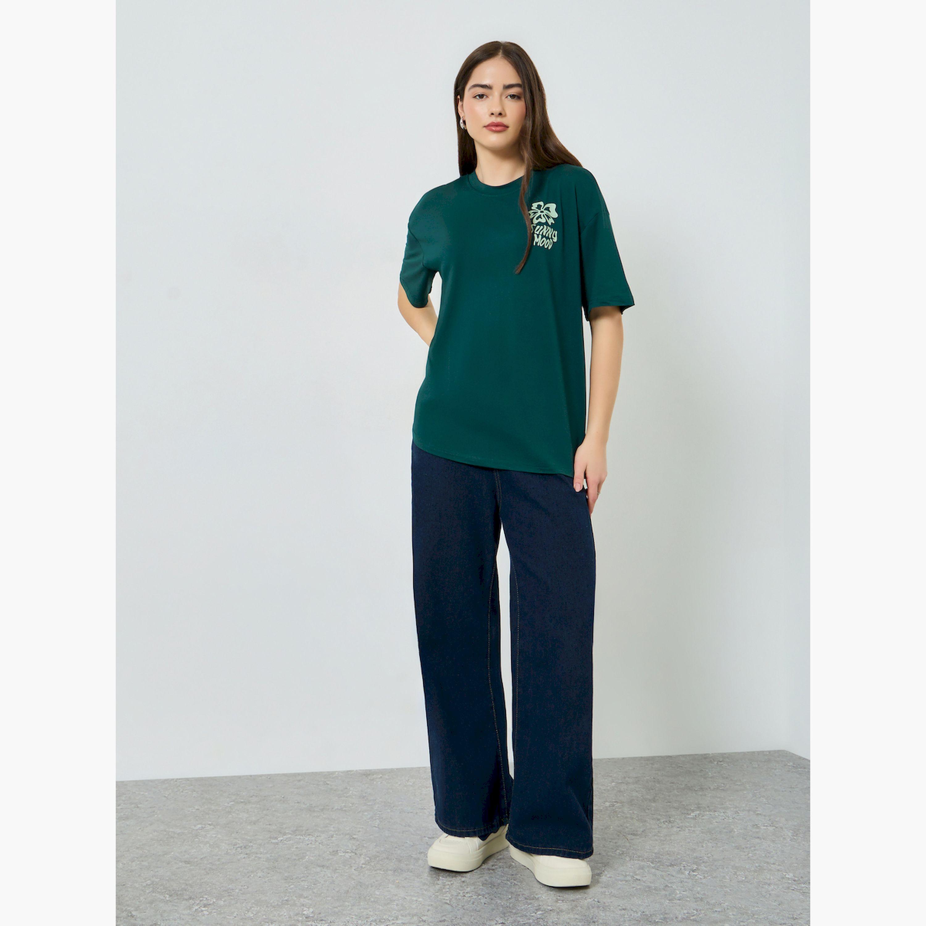 Styli Green Graphic Oversized T-Shirt-women-clothing-tshirts-image-2
