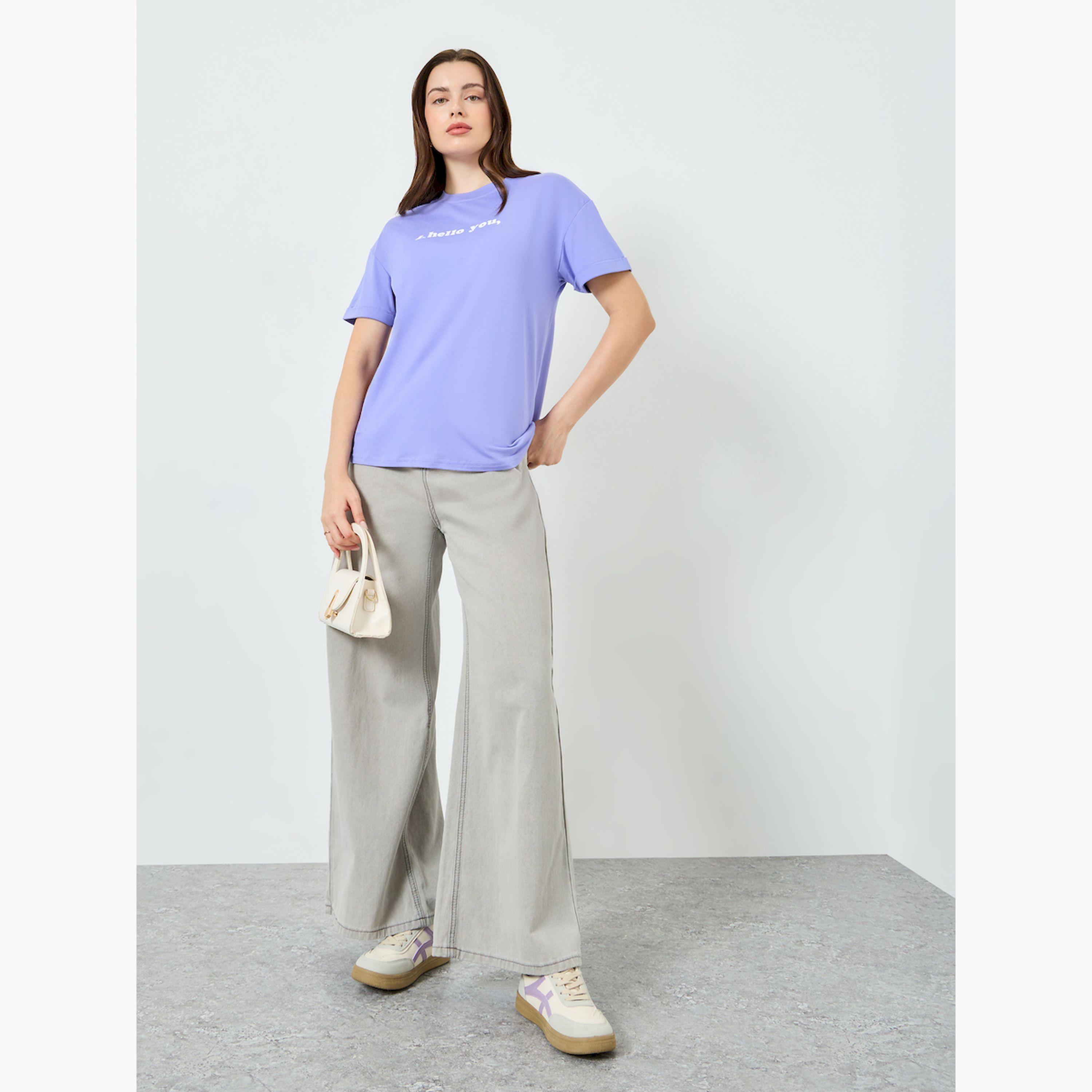 تيشيرت بياقة دائرية وقصة عادية-women-clothing-tshirts-image-2