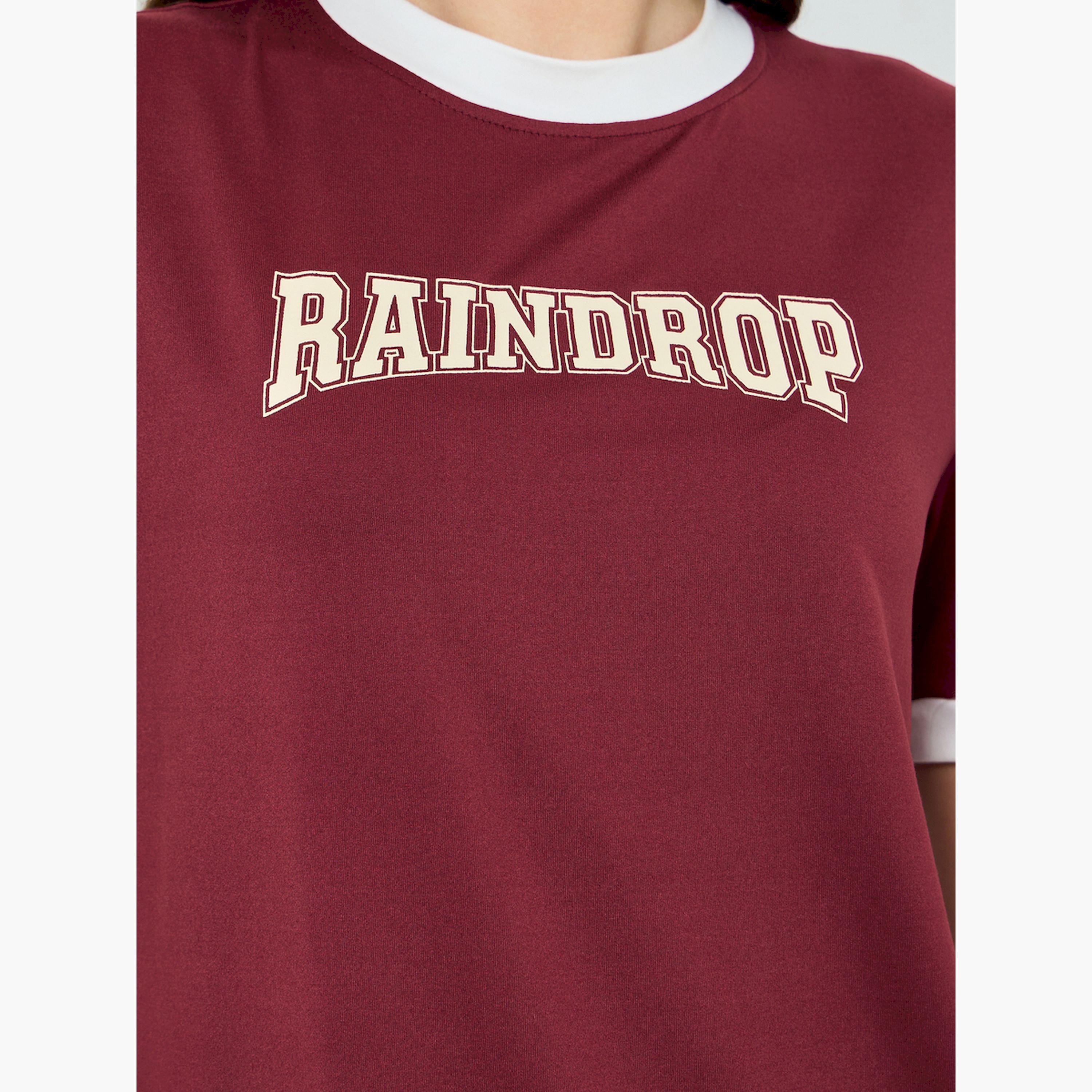 Styli Burgundy Slogan Ringer T-Shirt-women-clothing-tshirts-image-5