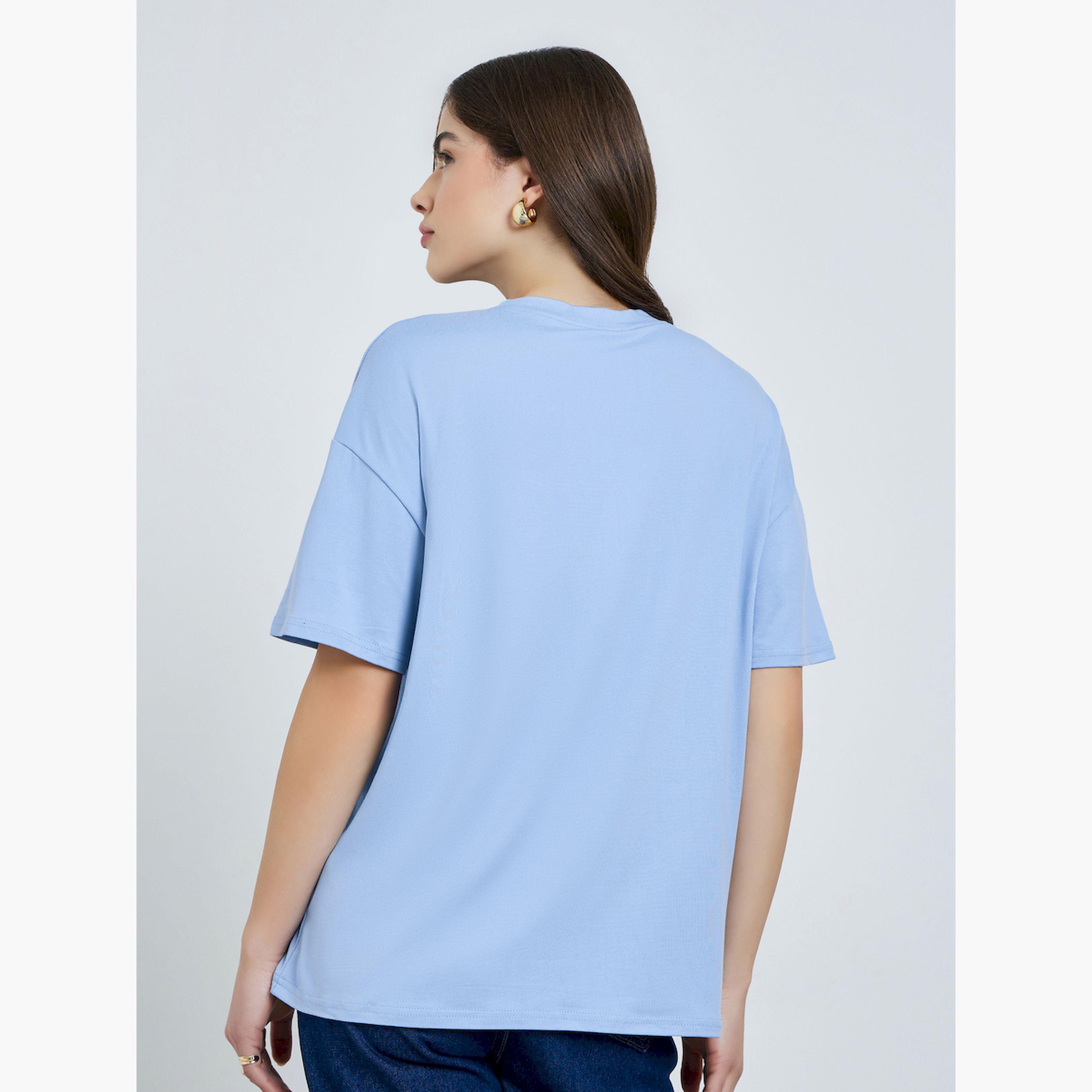 تيشيرت بتفاصيل فيونكة وقصة واسعة-women-clothing-tshirts-image-3