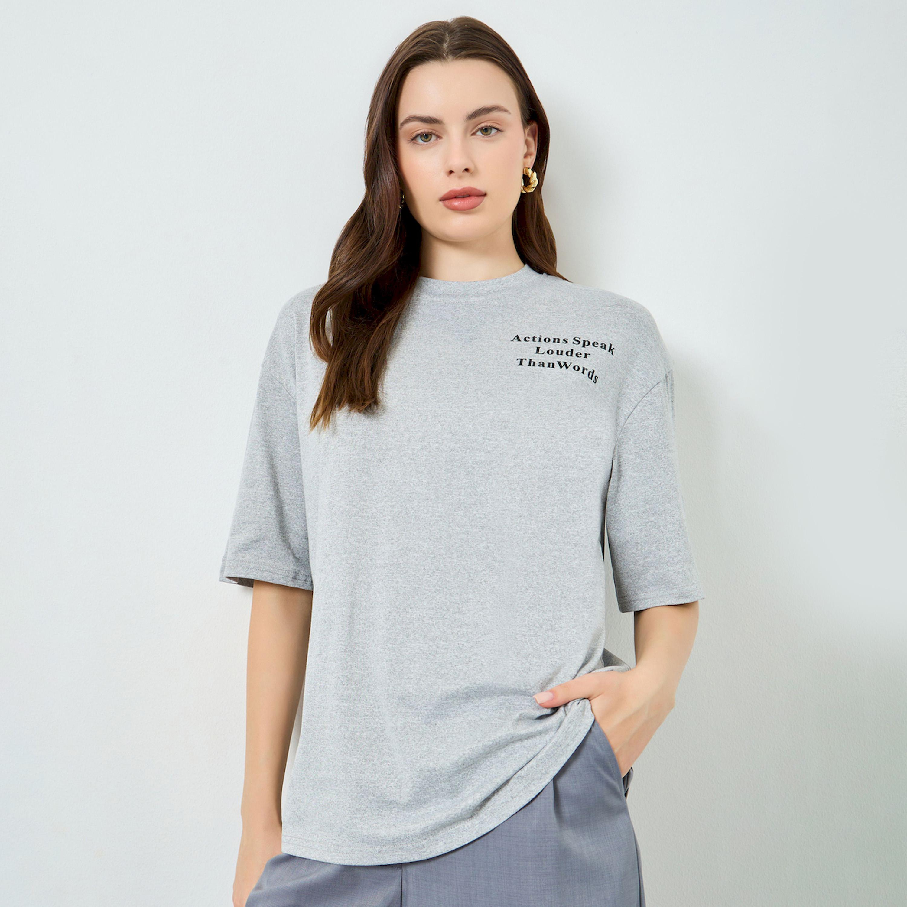 Styli Grey Slogan Print Oversized T-Shirt-women-clothing-tshirts-image-1