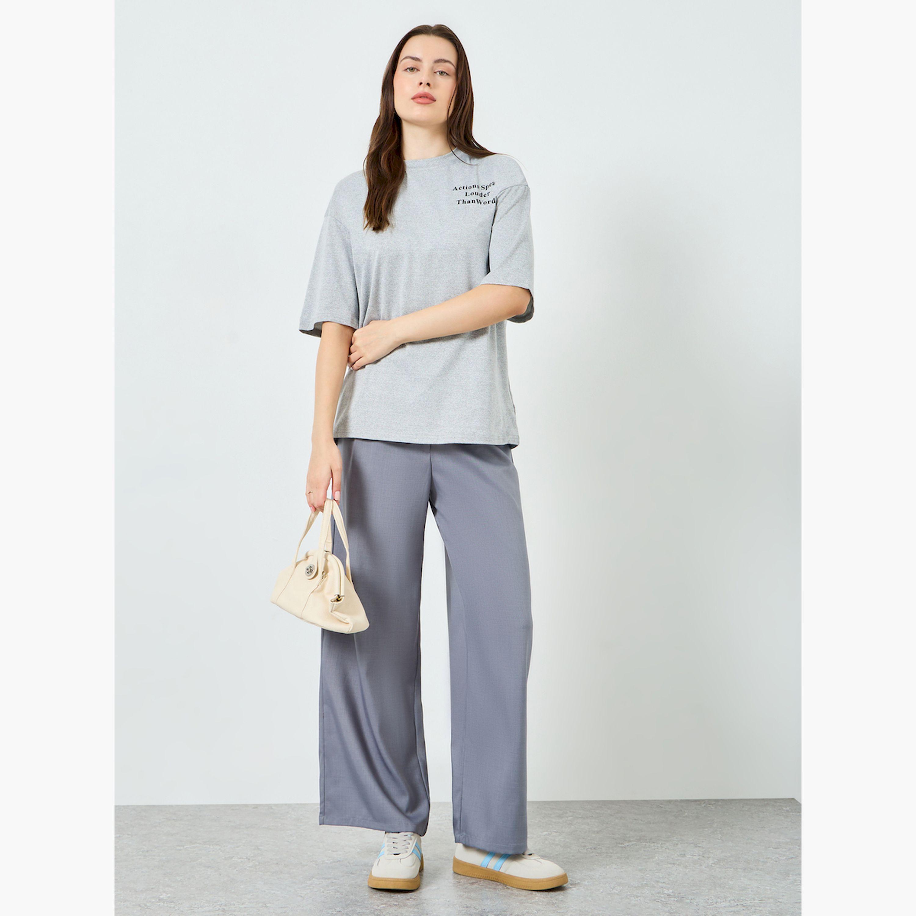 Styli Grey Slogan Print Oversized T-Shirt-women-clothing-tshirts-image-2