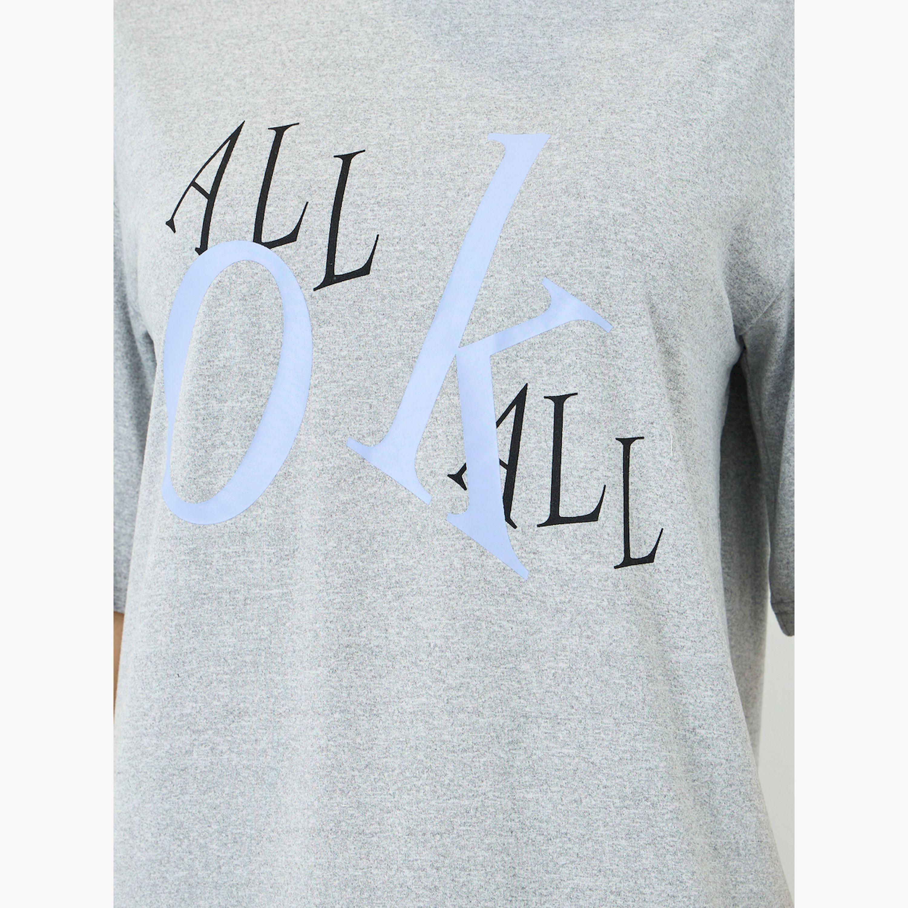 Styli Grey Slogan Print Oversized T-Shirt-women-clothing-tshirts-image-4