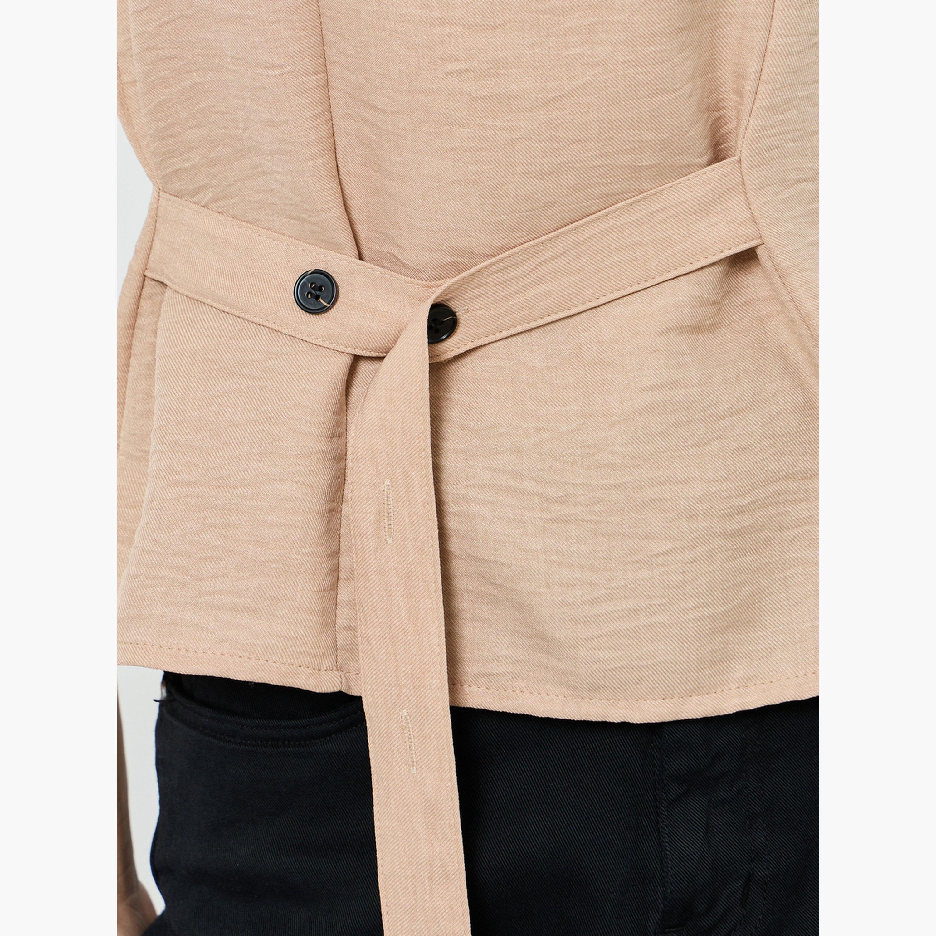 Styli Beige Sleeveless Top with Button Belt-women-clothing-shirtsandblouses-blouses-image-4