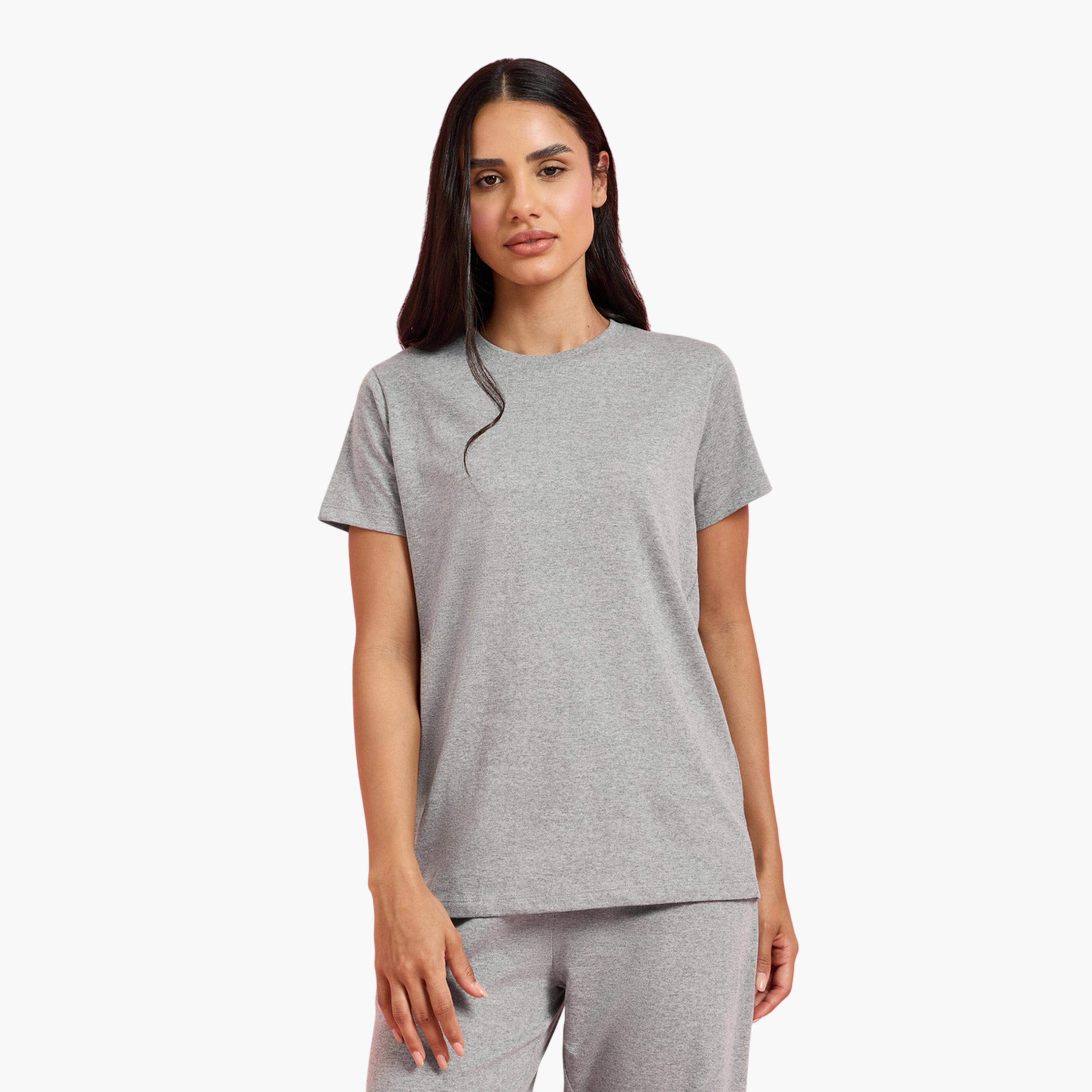 Styli Pack of 3 - Solid Short Sleeve T-Shirt, Shorts and Pyjama Set-women-clothing-nightwear-pyjamas-longsets-image-3