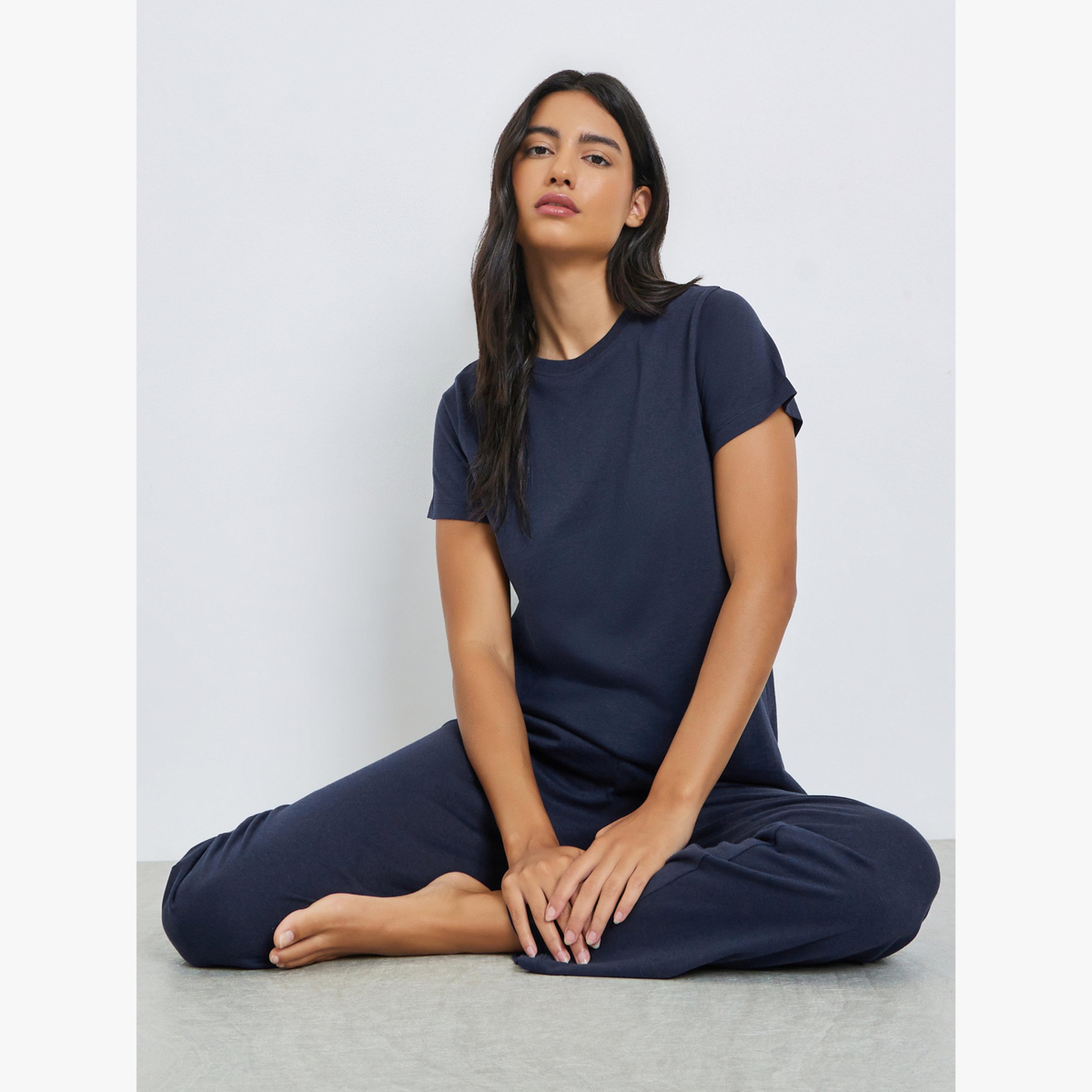 Styli Pack of 3 - Solid Short Sleeve T-Shirt, Shorts and Pyjama Set-women-clothing-nightwear-pyjamas-longsets-image-3
