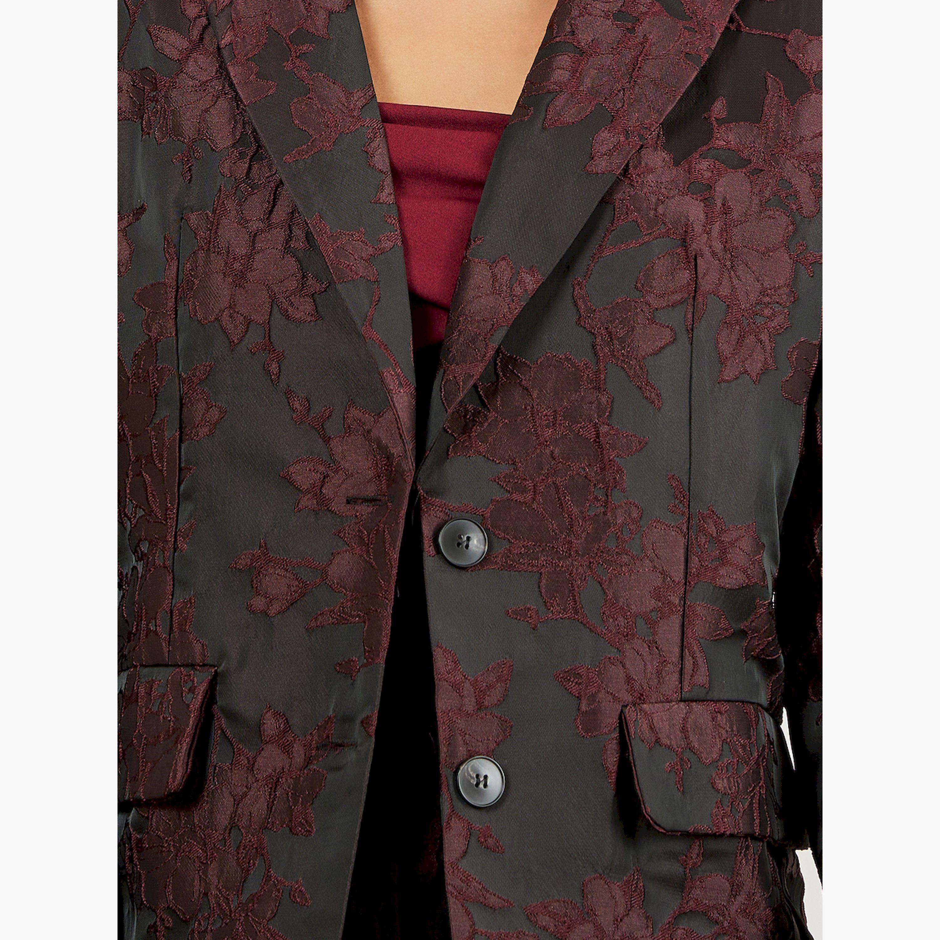 بليزر بصدر مزدوج وصفين أزرار مع تفاصيل جاكار-women-clothing-coatsandjackets-blazers-image-6