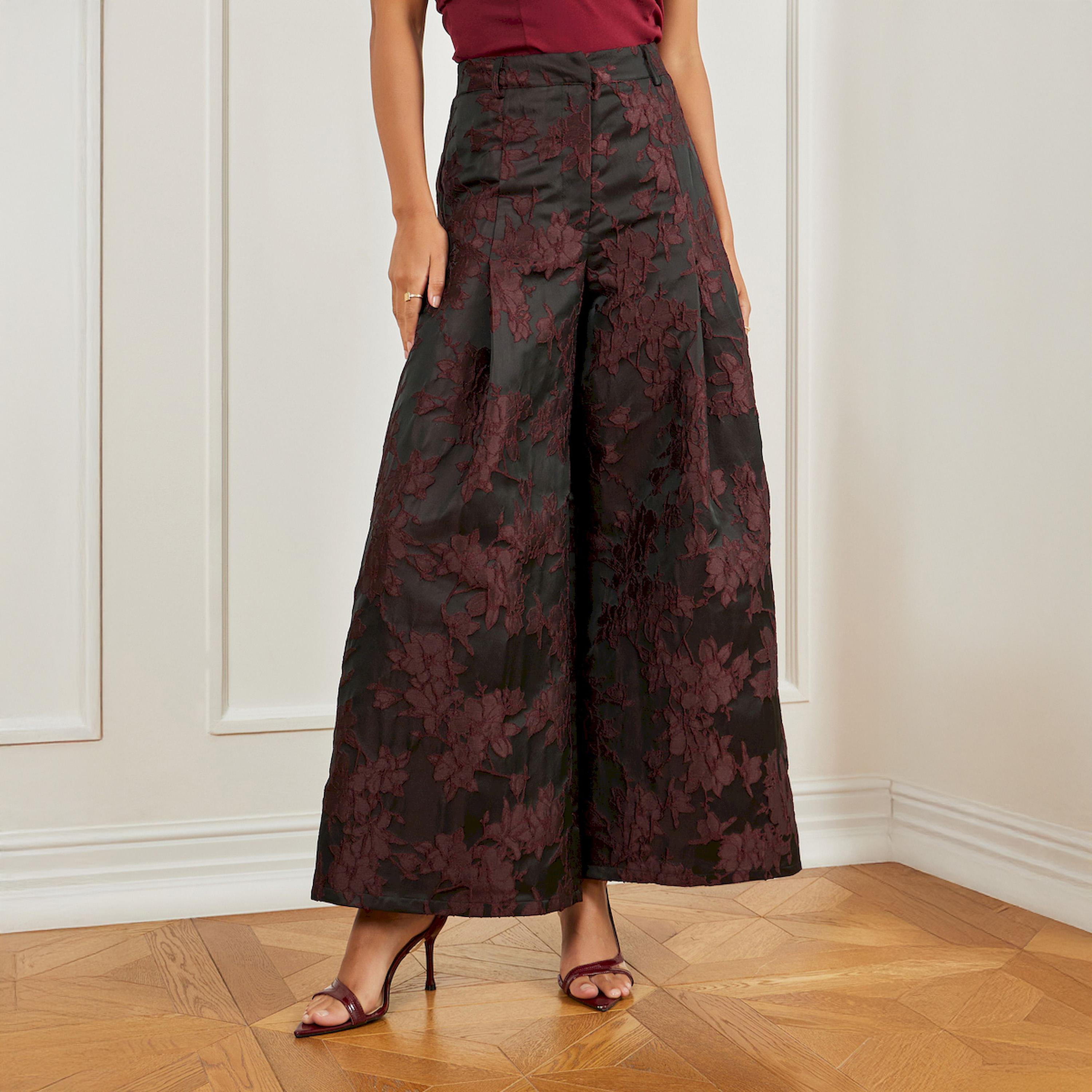 بنطال جاكار بأرجل واسعة-women-clothing-bottoms-trousers-image-1