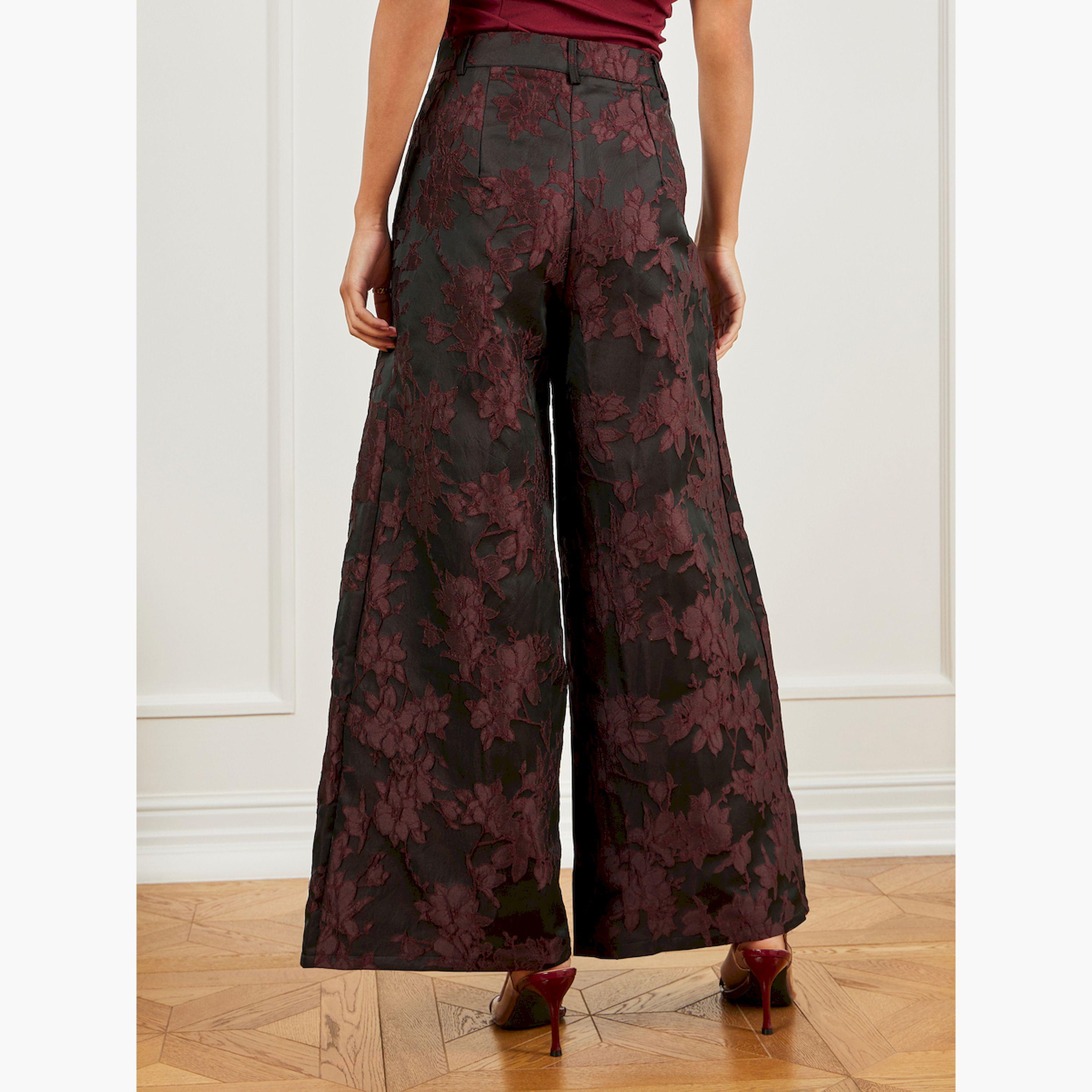 بنطال جاكار بأرجل واسعة-women-clothing-bottoms-trousers-image-4