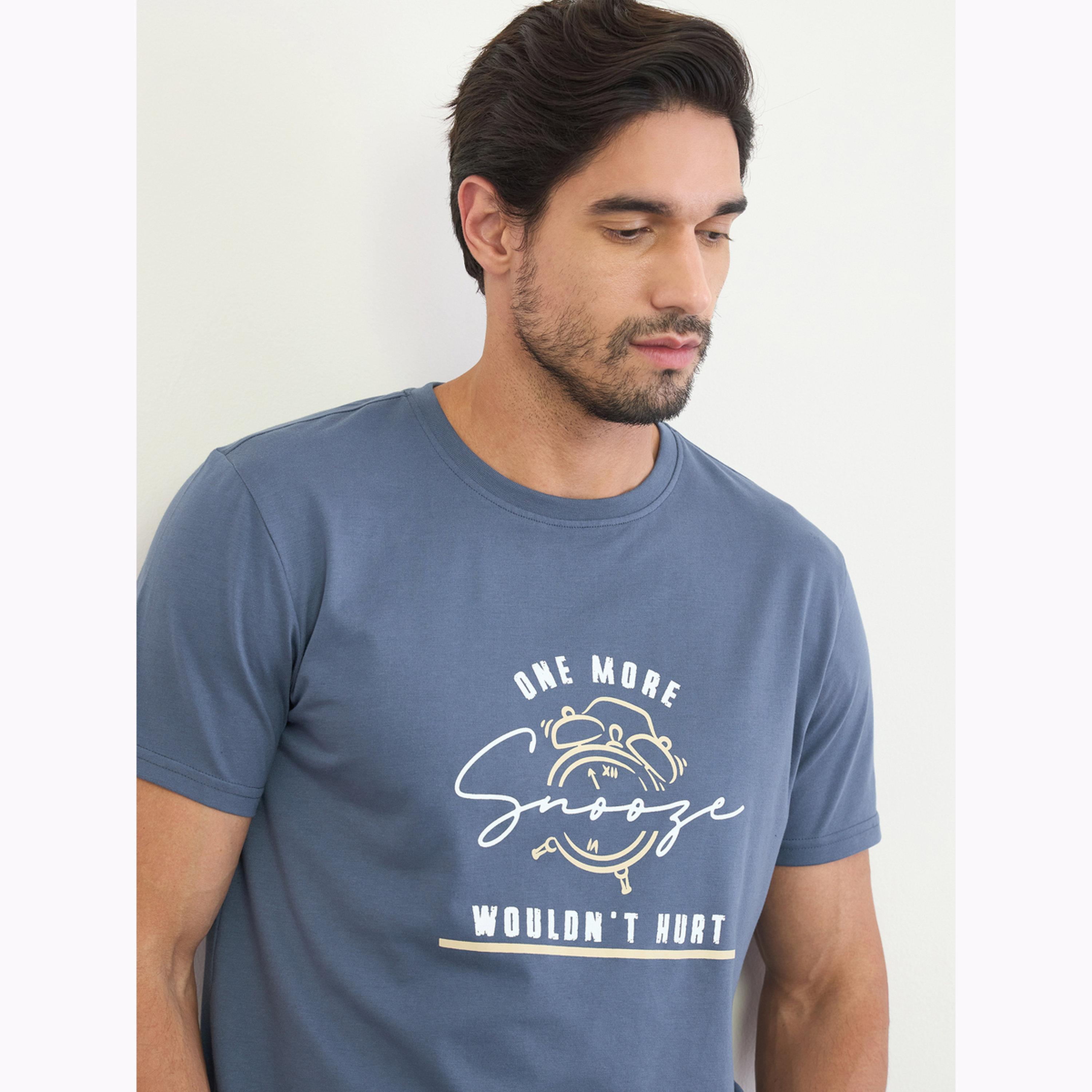Styli Men Blue Printed T-Shirt and Shorts Set-men-clothing-nightwear-sets-image-4