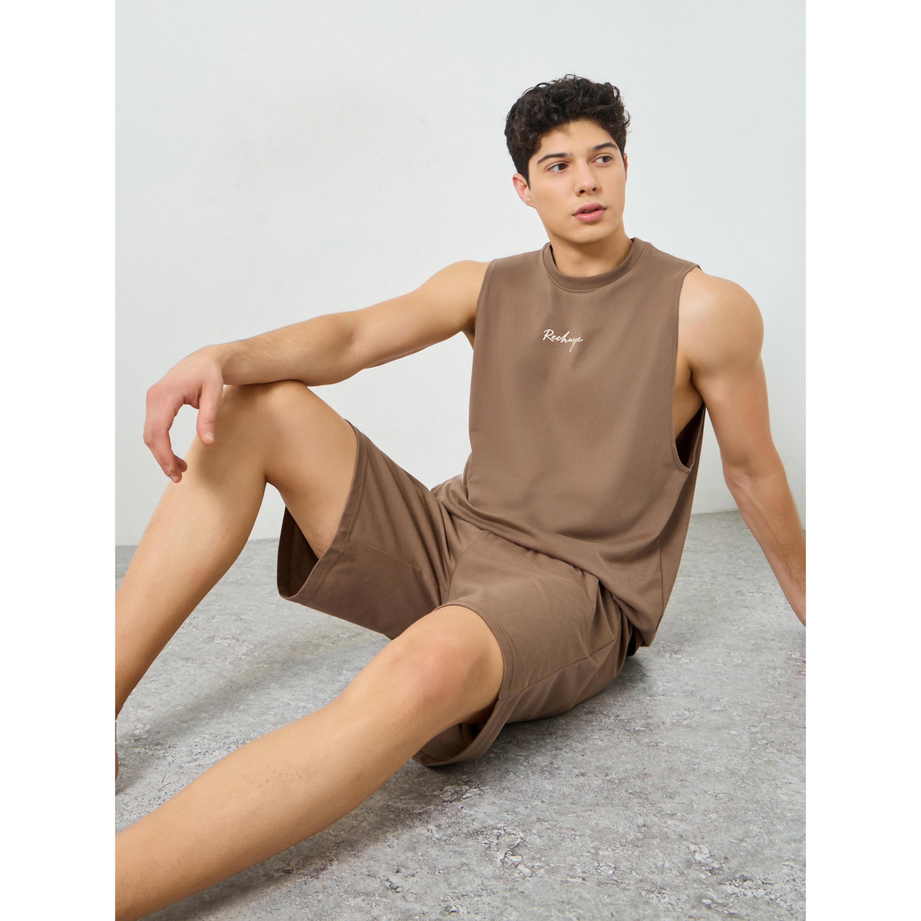 Styli Men Brown Relaxed Fit Tank and Shorts Pyjama Set-men-clothing-nightwear-sets-image-3