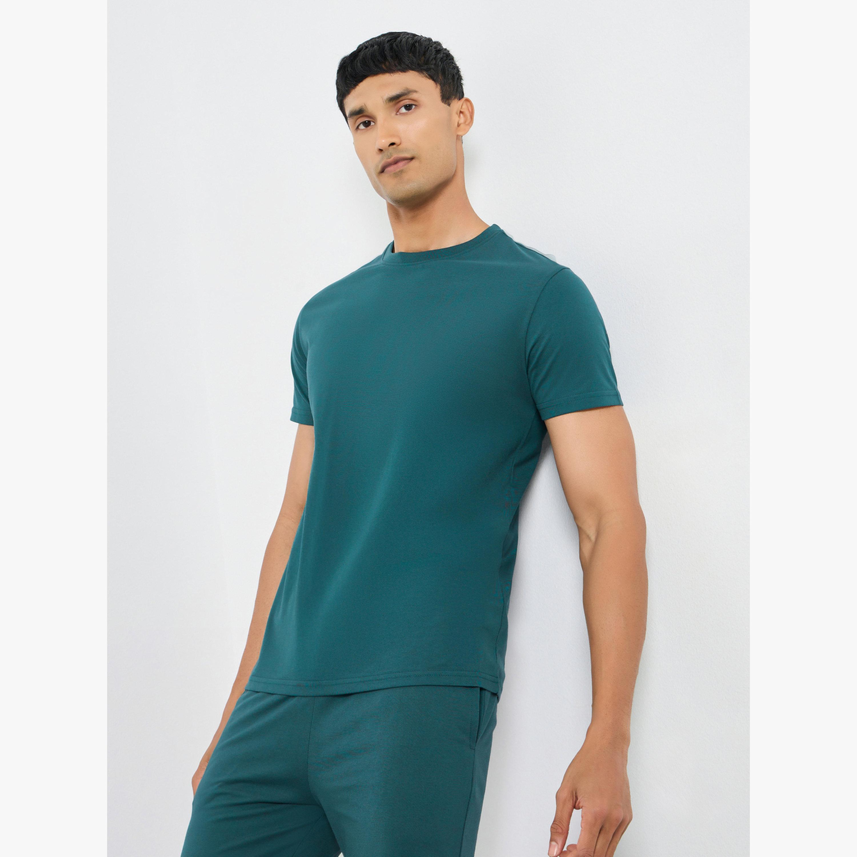 Styli Men Teal Short Sleeve T-Shirt and Pyjama Set-men-clothing-nightwear-sets-image-2