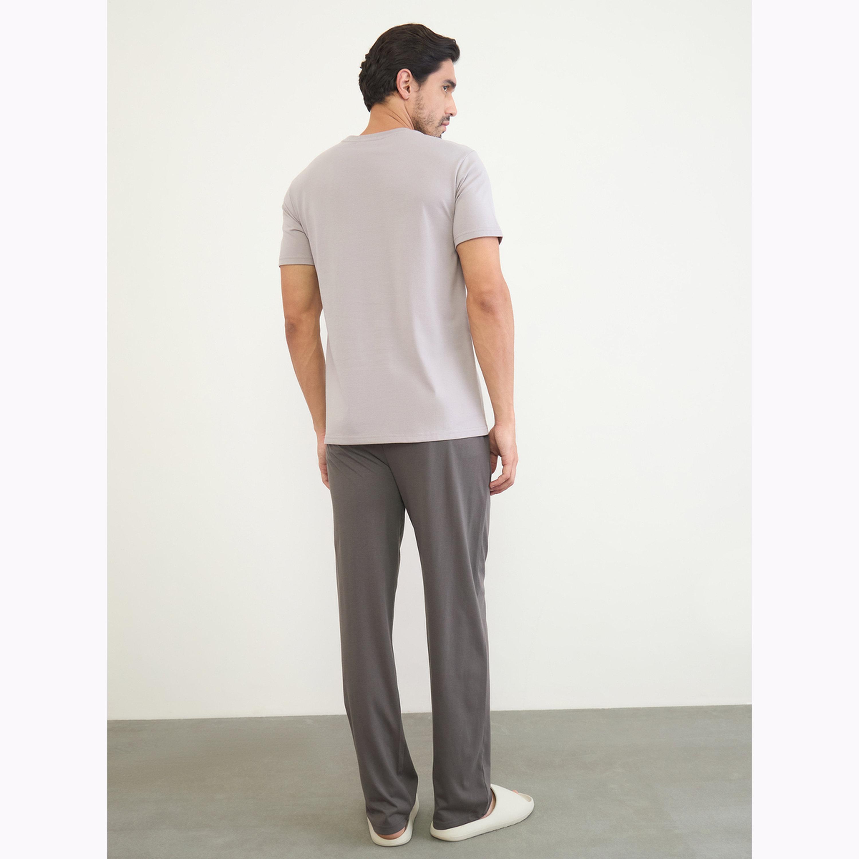 Styli Men Grey Graphic Print T-Shirt and Pyjama Set-men-clothing-nightwear-sets-image-6