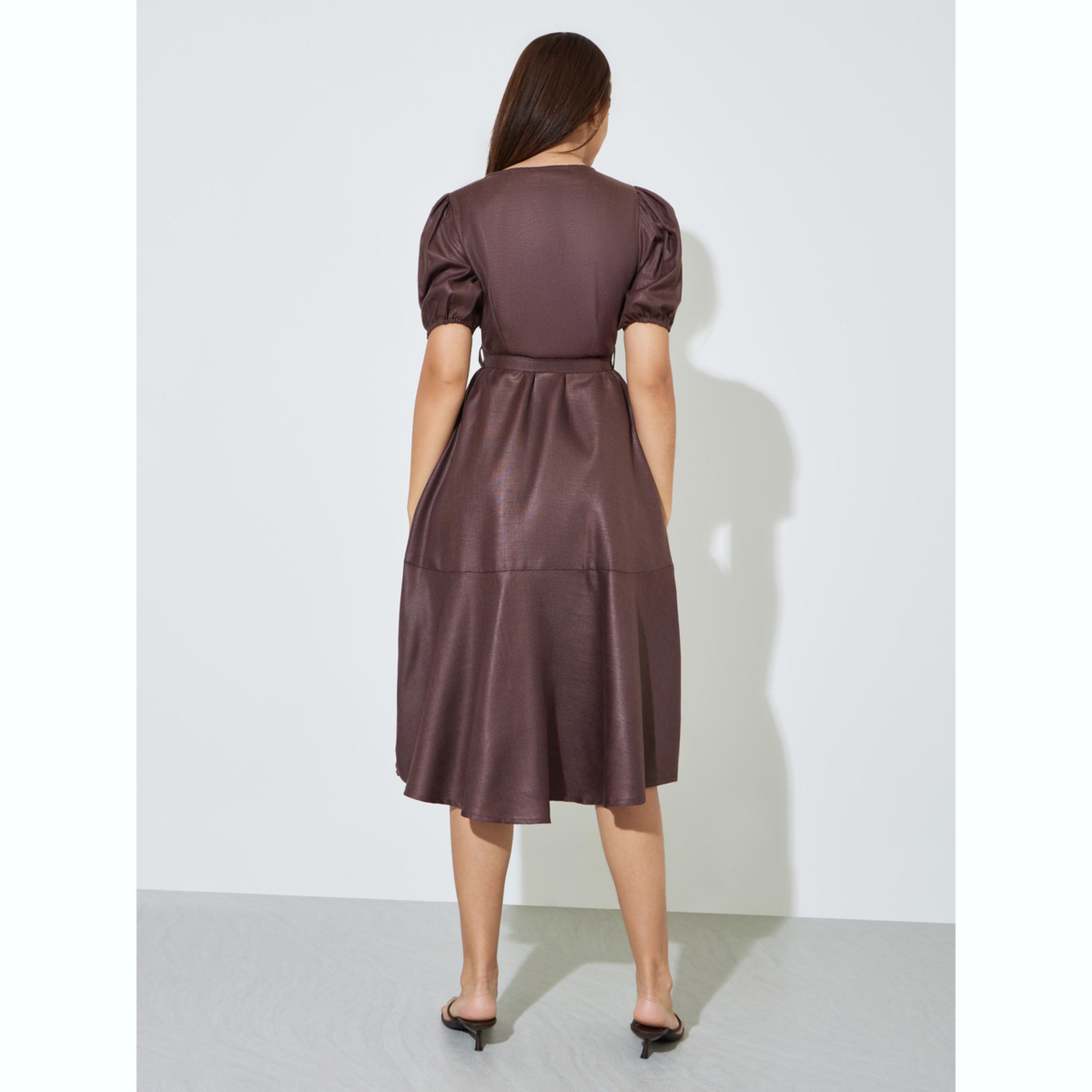 فستان ميدي بحافة واسعة وأكمام منفوخة-women-clothing-dresses-image-4
